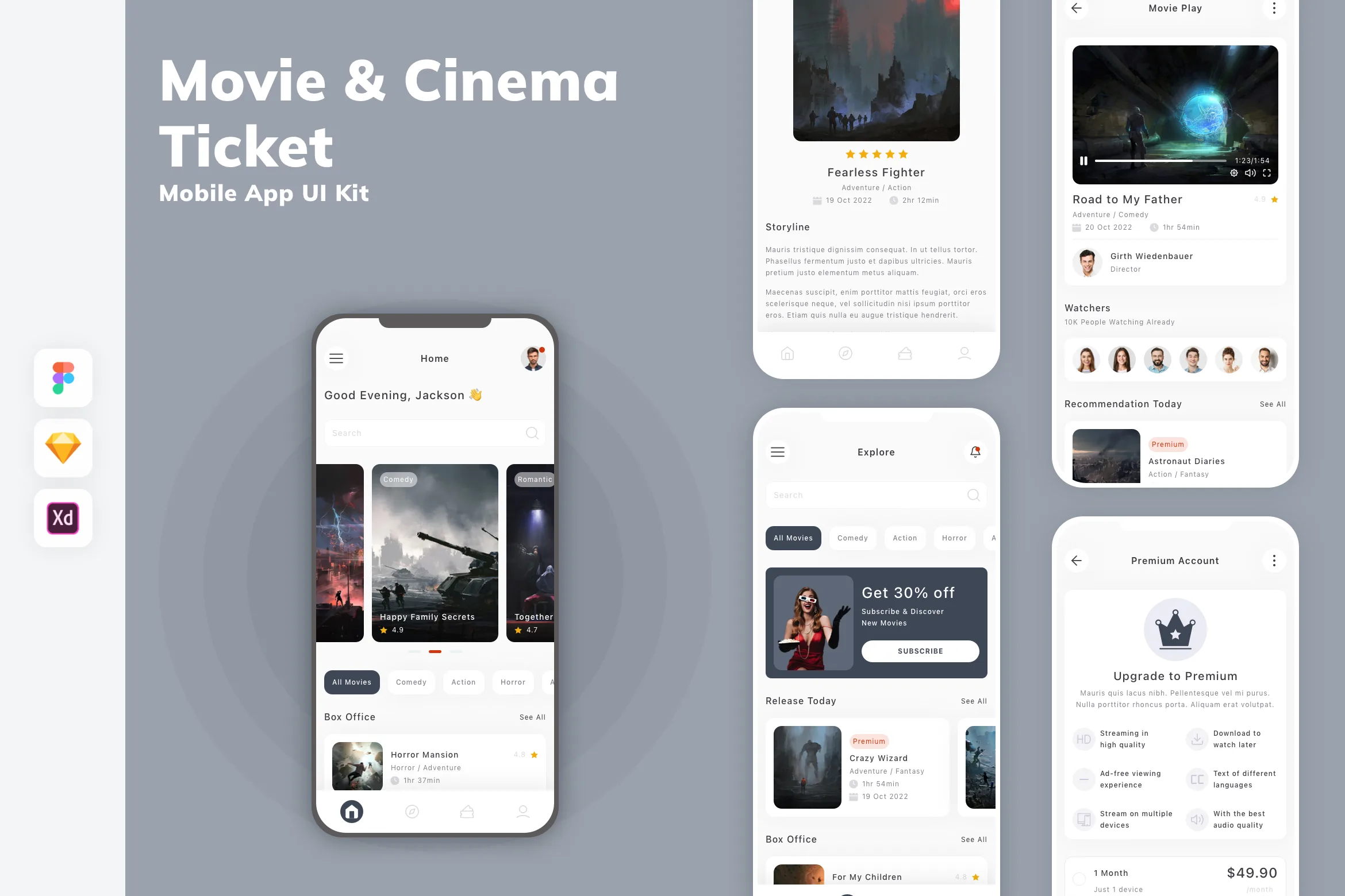Movie & Cinema Ticket Mobile App UI Kit