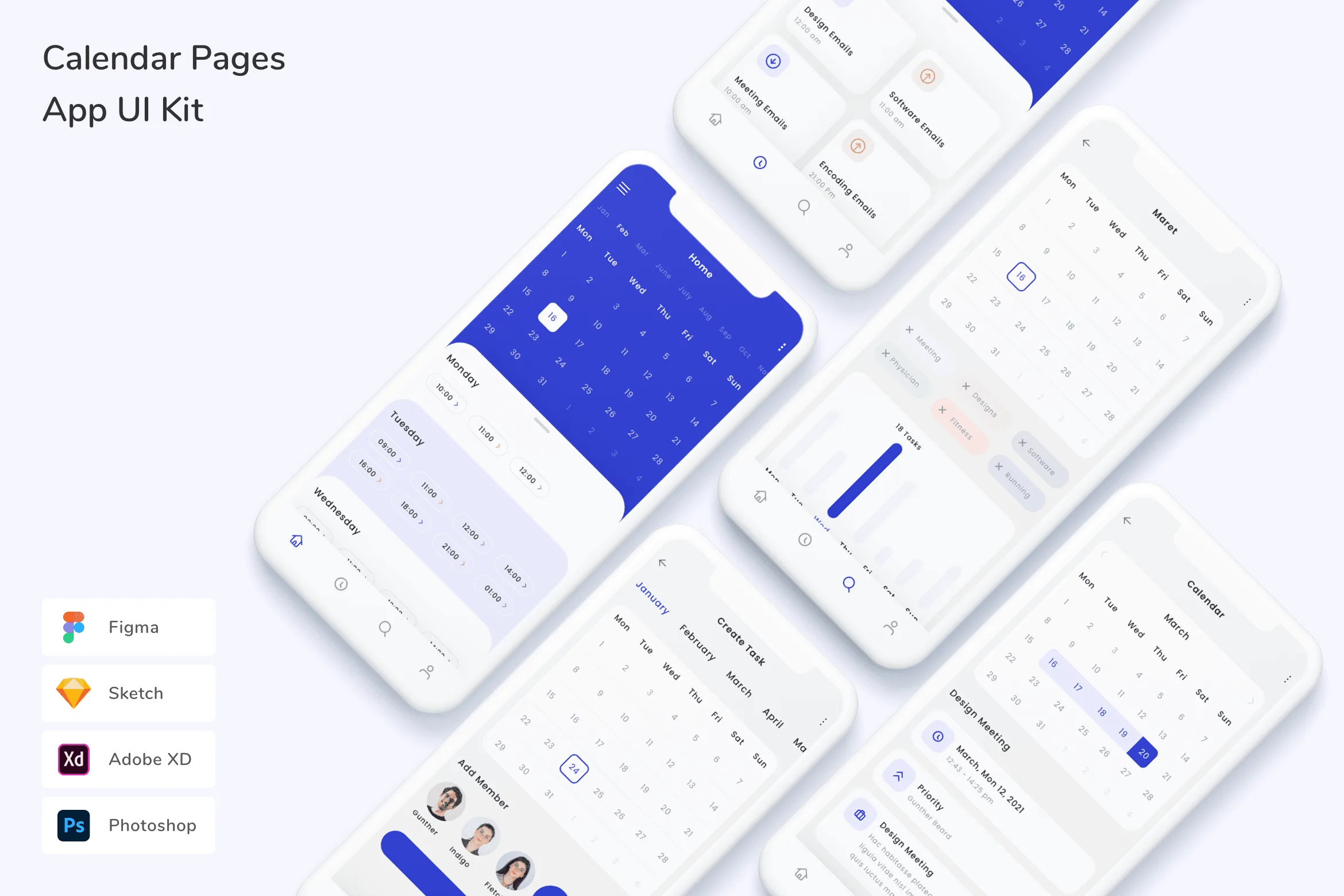 Sample Calendar Ui Calendar Pages App UI Kit for Figma, Sketch & XD | UIworkshop