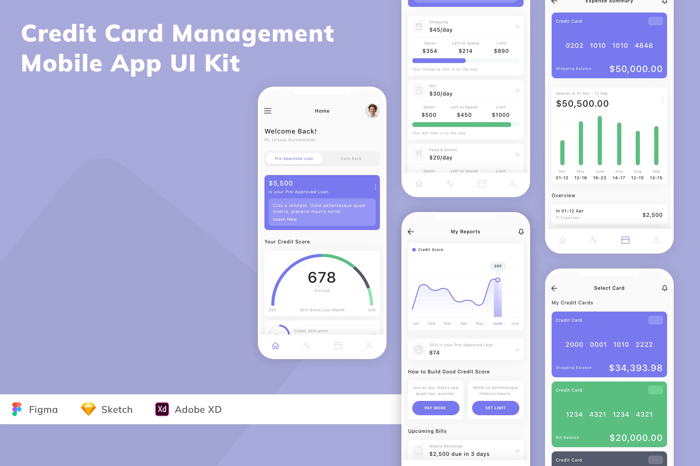 Credit Card Management Mobile App UI Kit