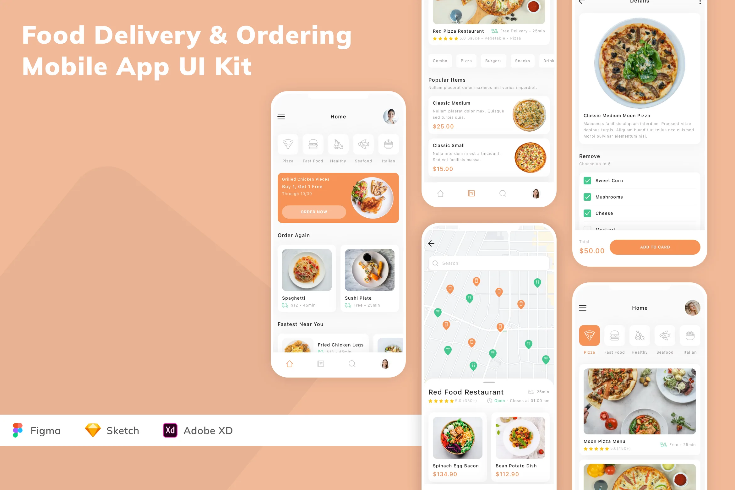 Food Delivery & Ordering Mobile App UI Kit