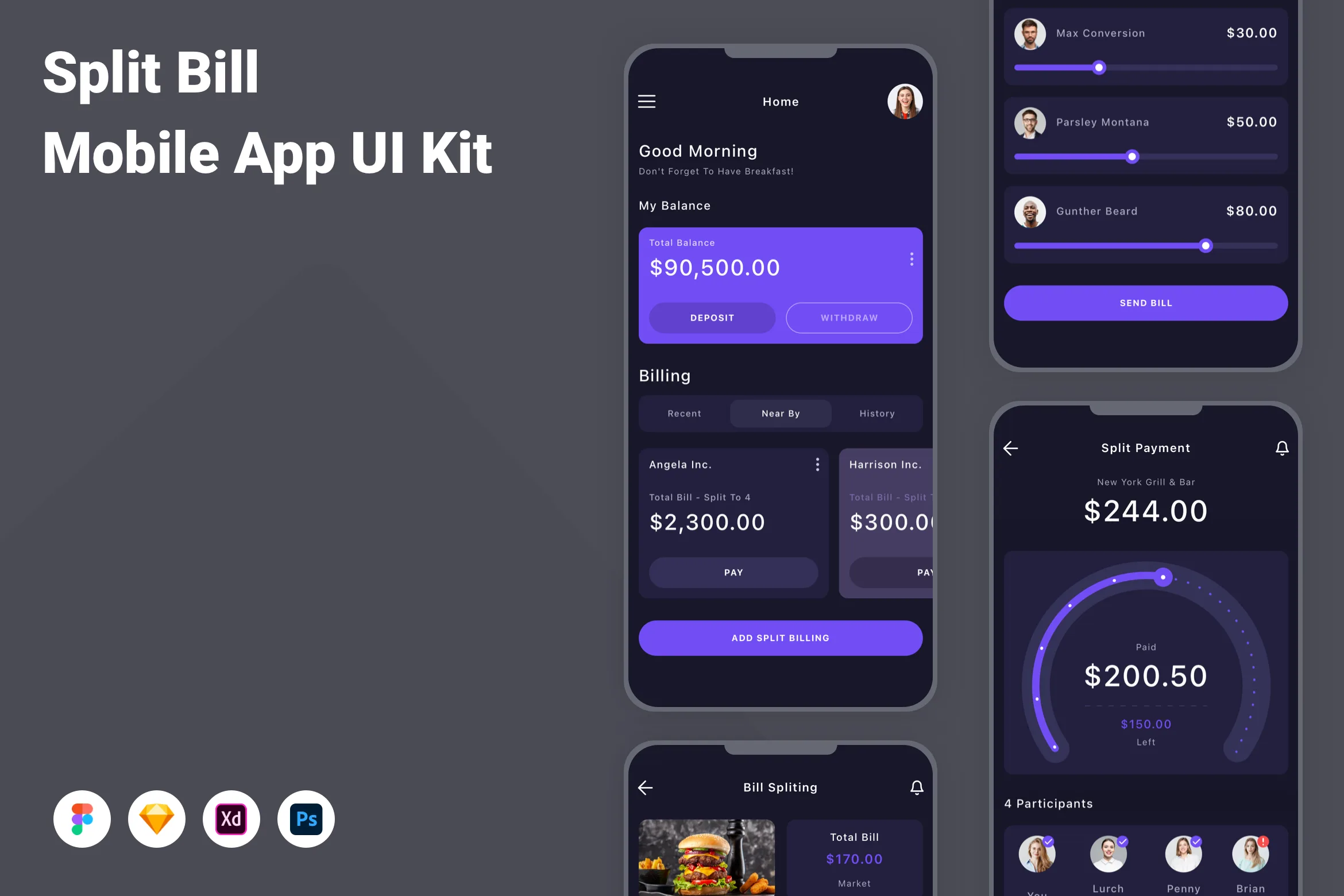 Split Bill Mobile App UI Kit