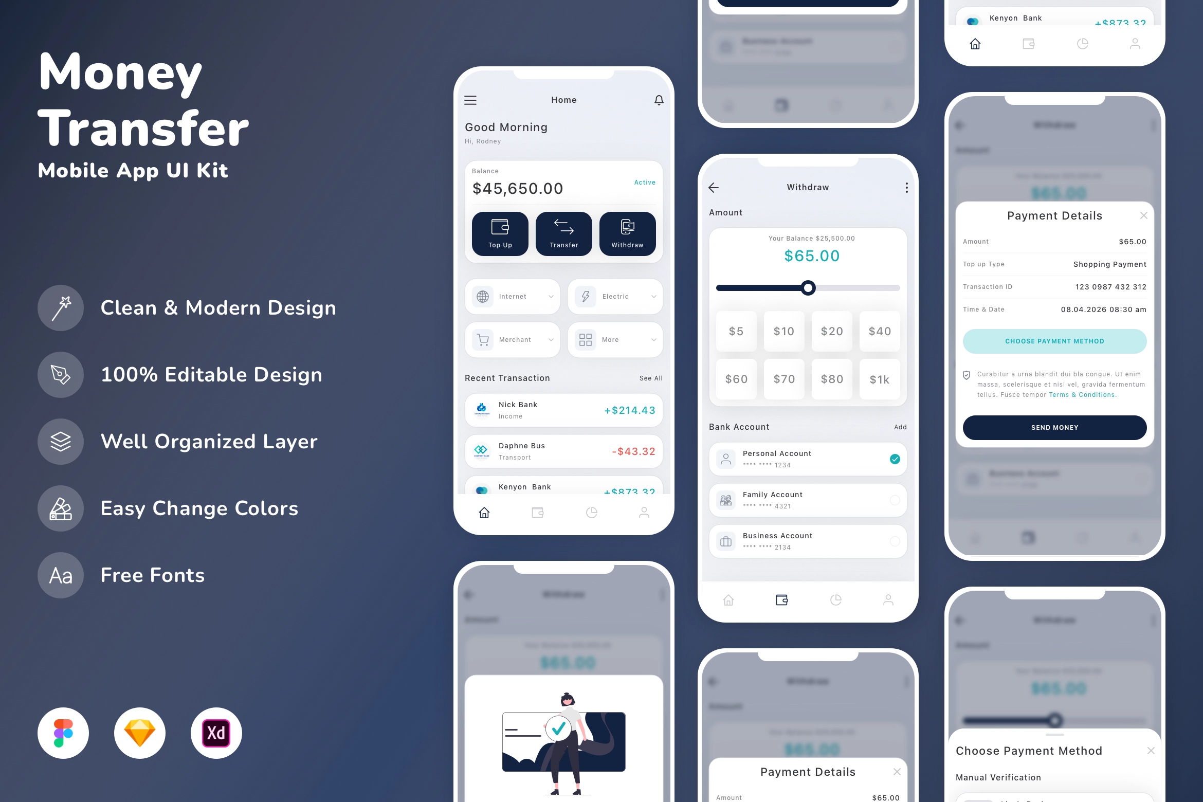 Money Transfer Mobile App UI Kit