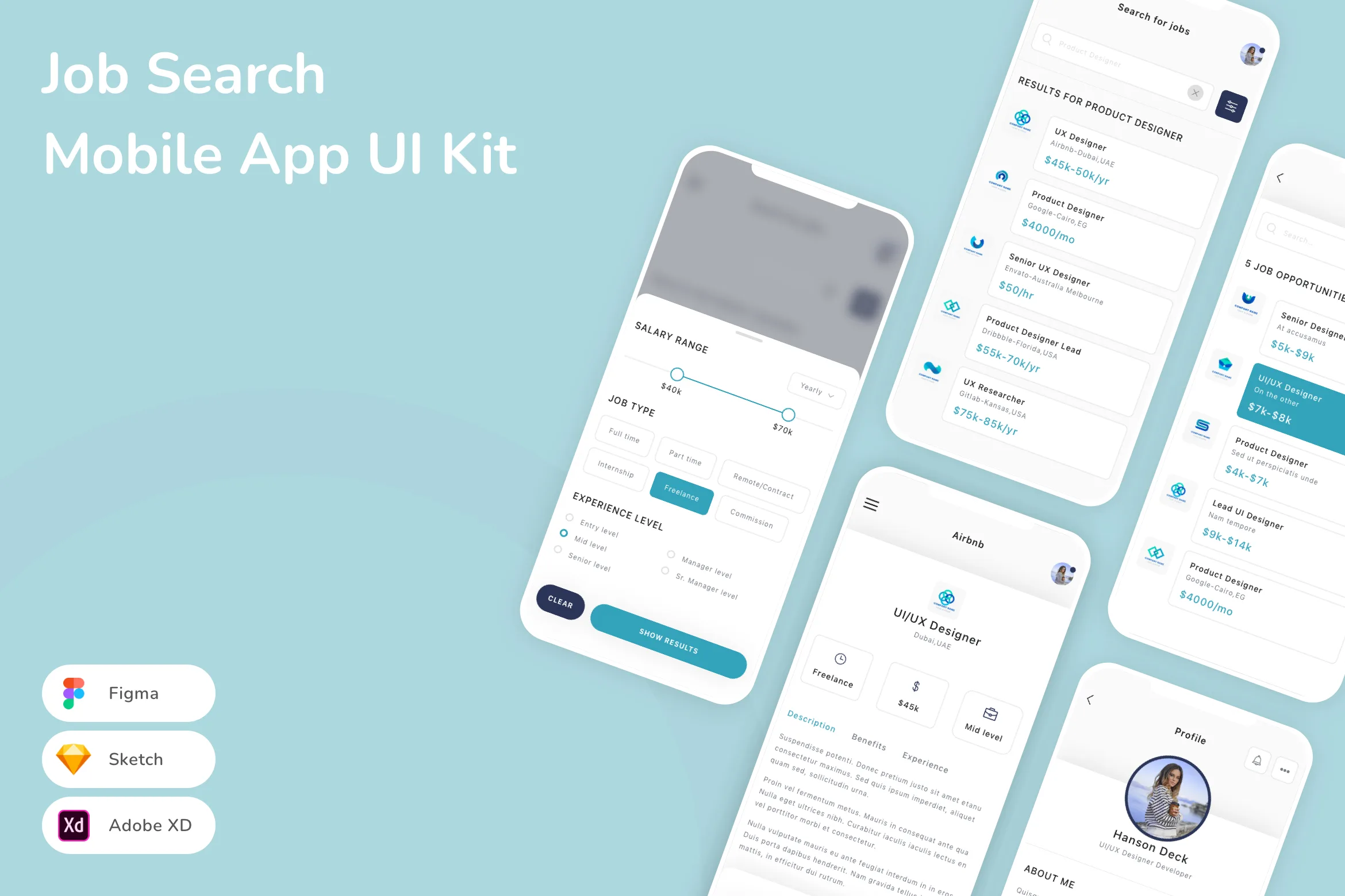 Ui Work Search Job Search Mobile App UI Kit for Figma, Sketch & XD | UIworkshop