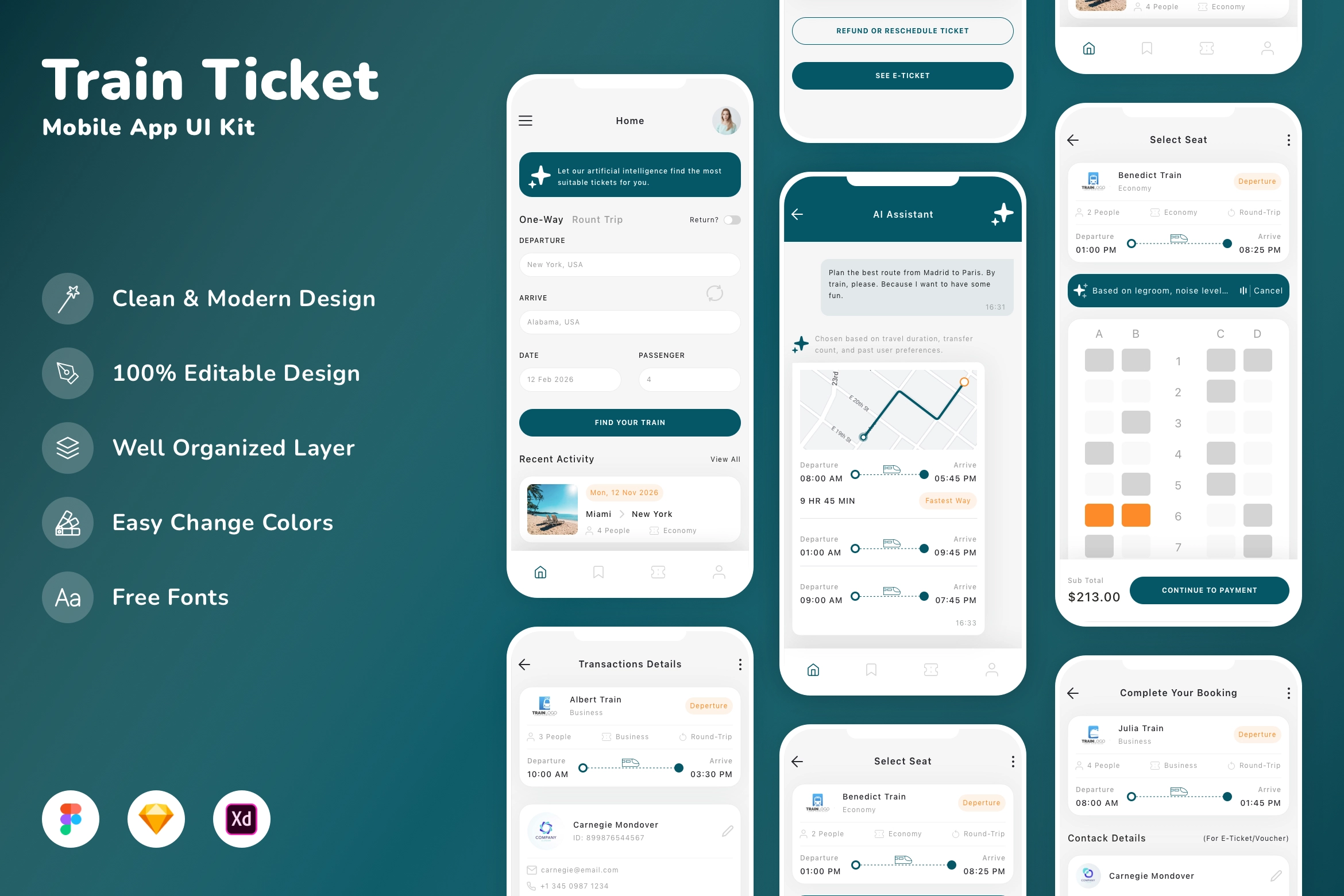 Train Ticket Mobile App UI Kit