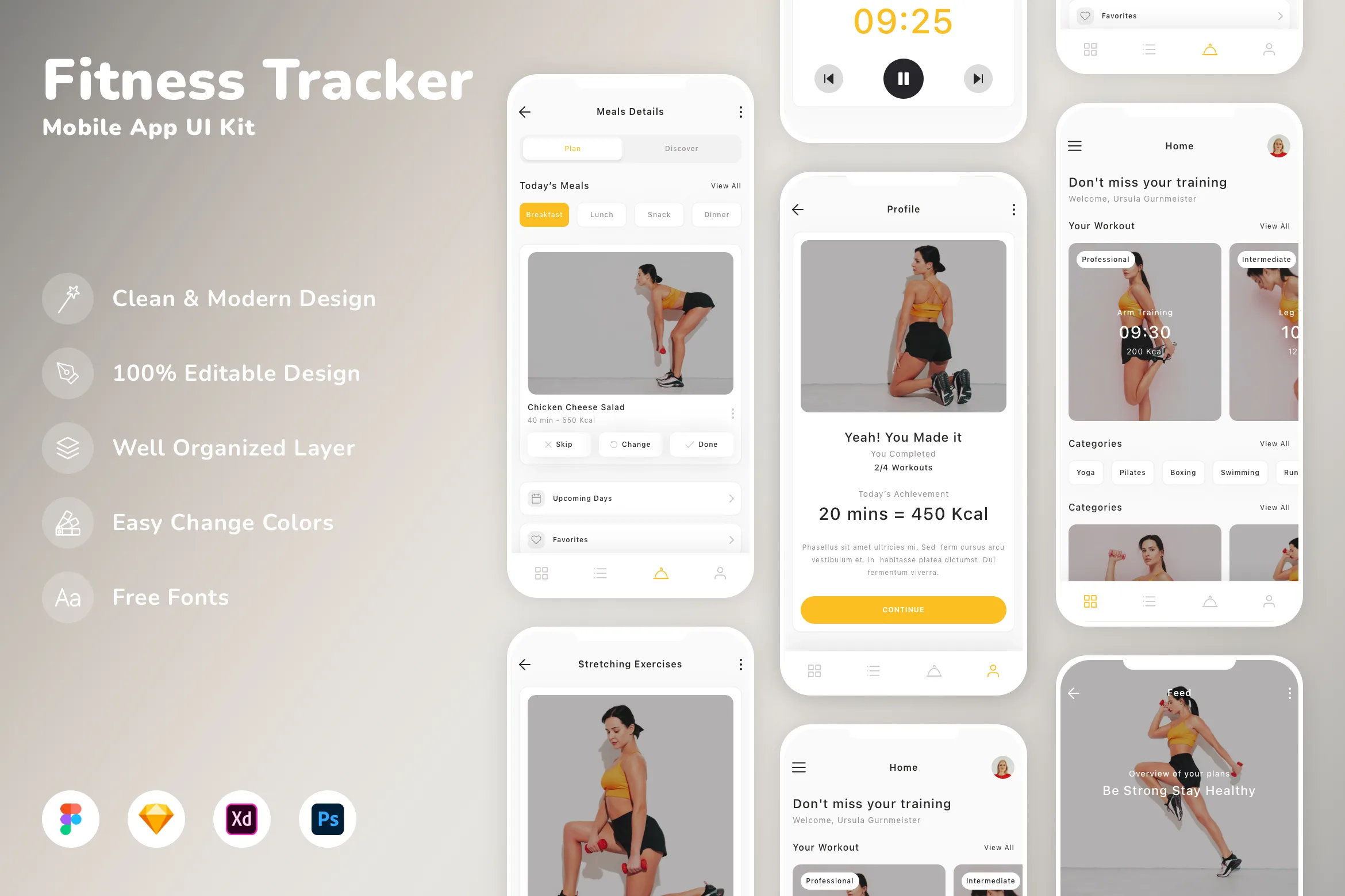 Fitness Tracker Mobile App UI Kit