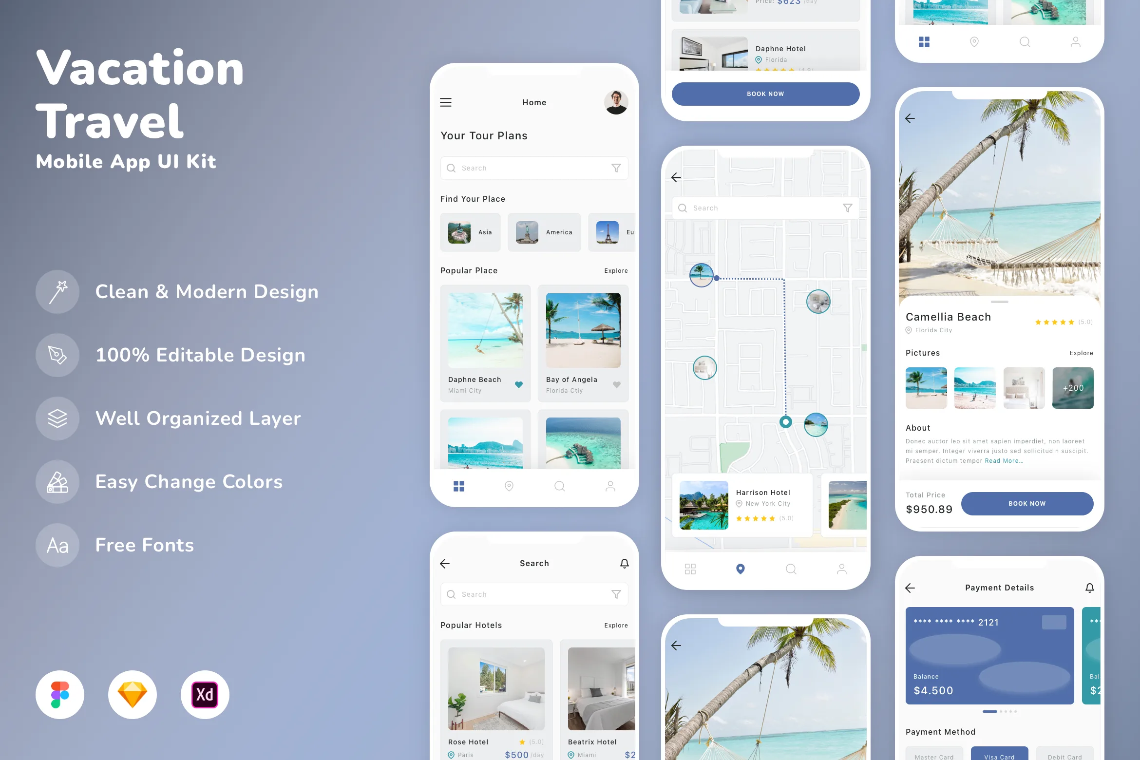 Vacation & Travel Mobile App UI Kit
