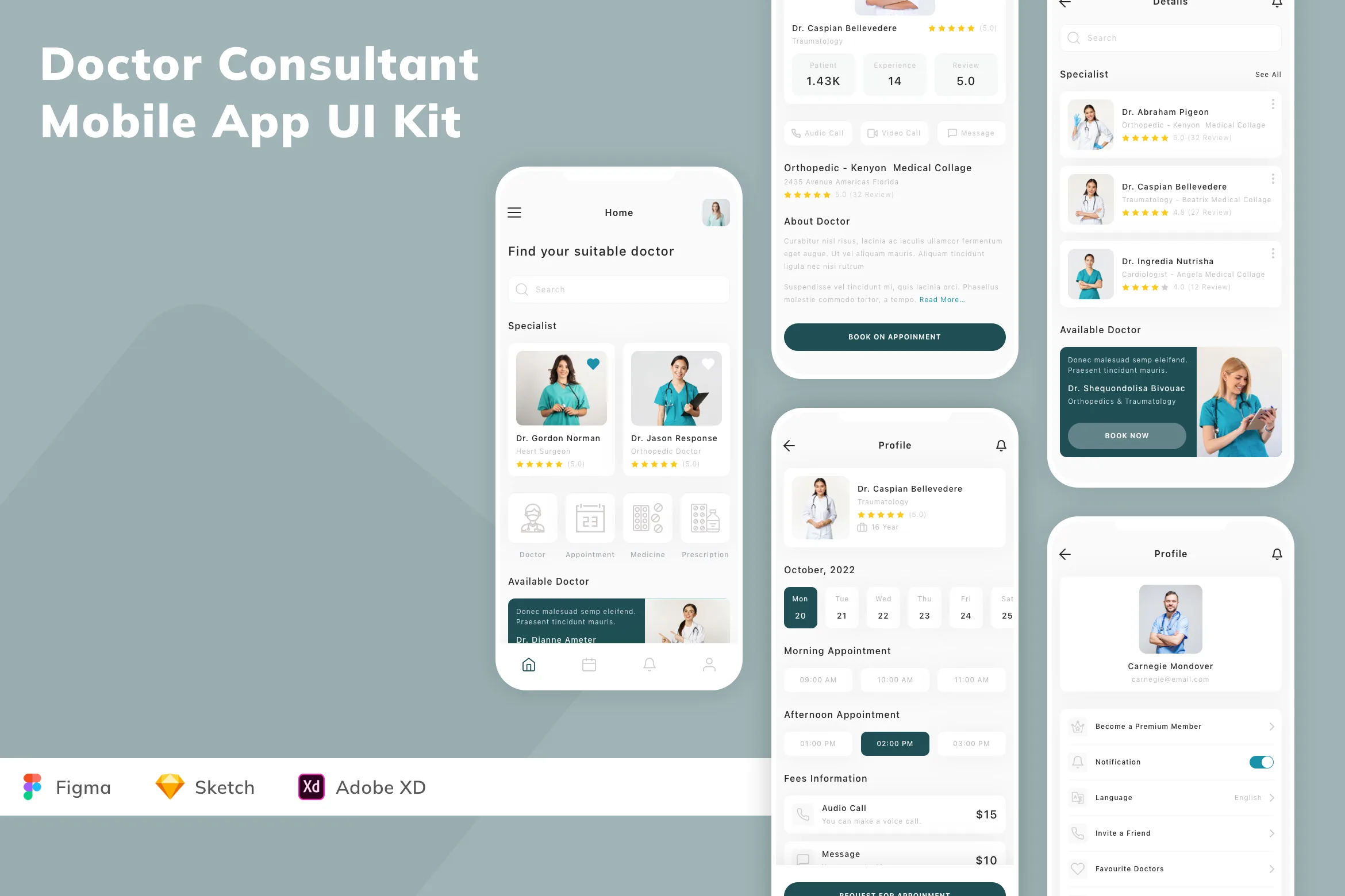Doctor Consultant Mobile App UI Kit