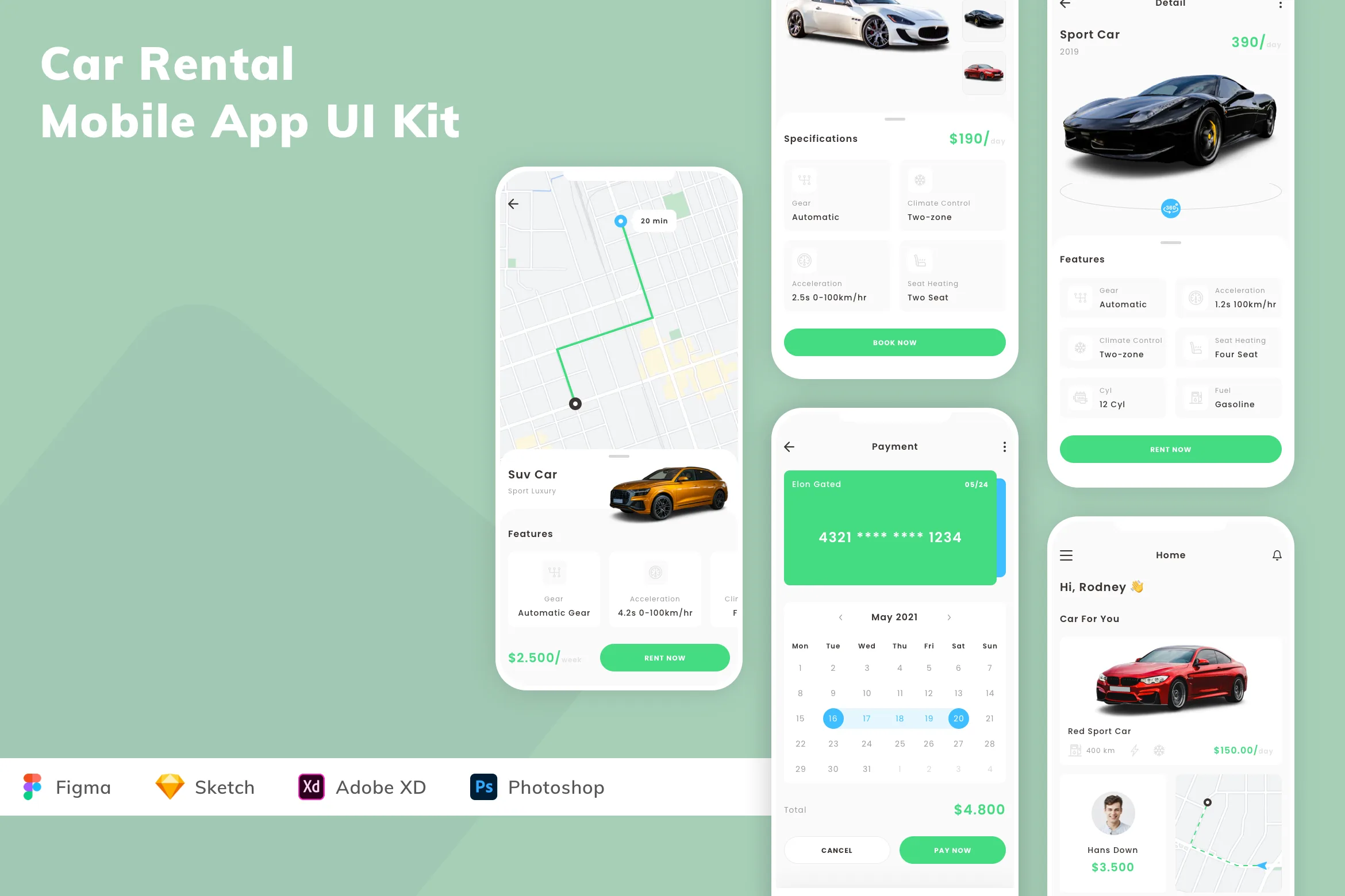 Car Rental Mobile App UI Kit