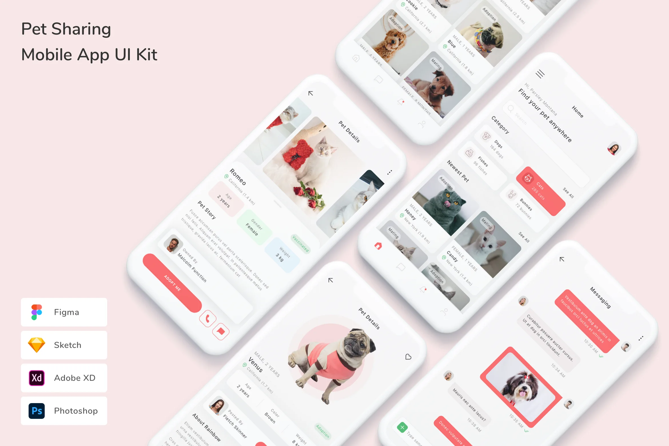 Pet Sharing Mobile App UI Kit