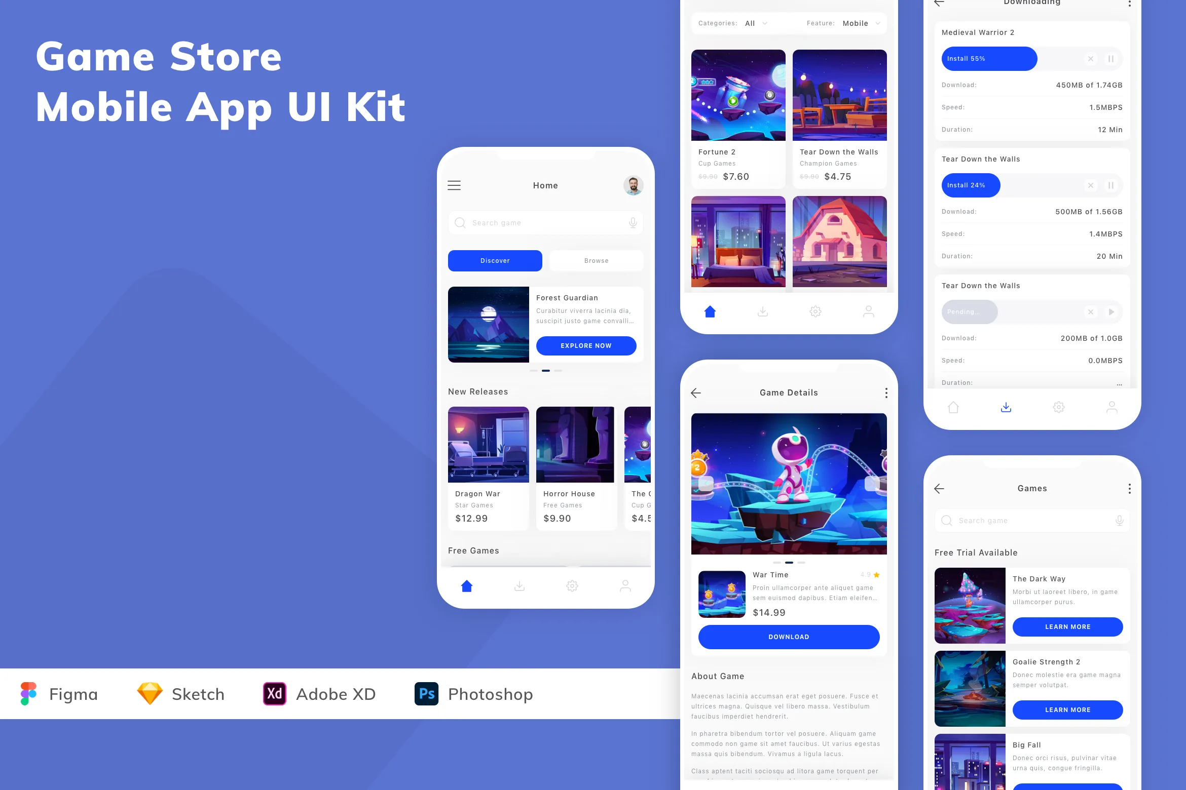 Game Store Mobile App UI Kit for Figma, Sketch & XD | UIworkshop