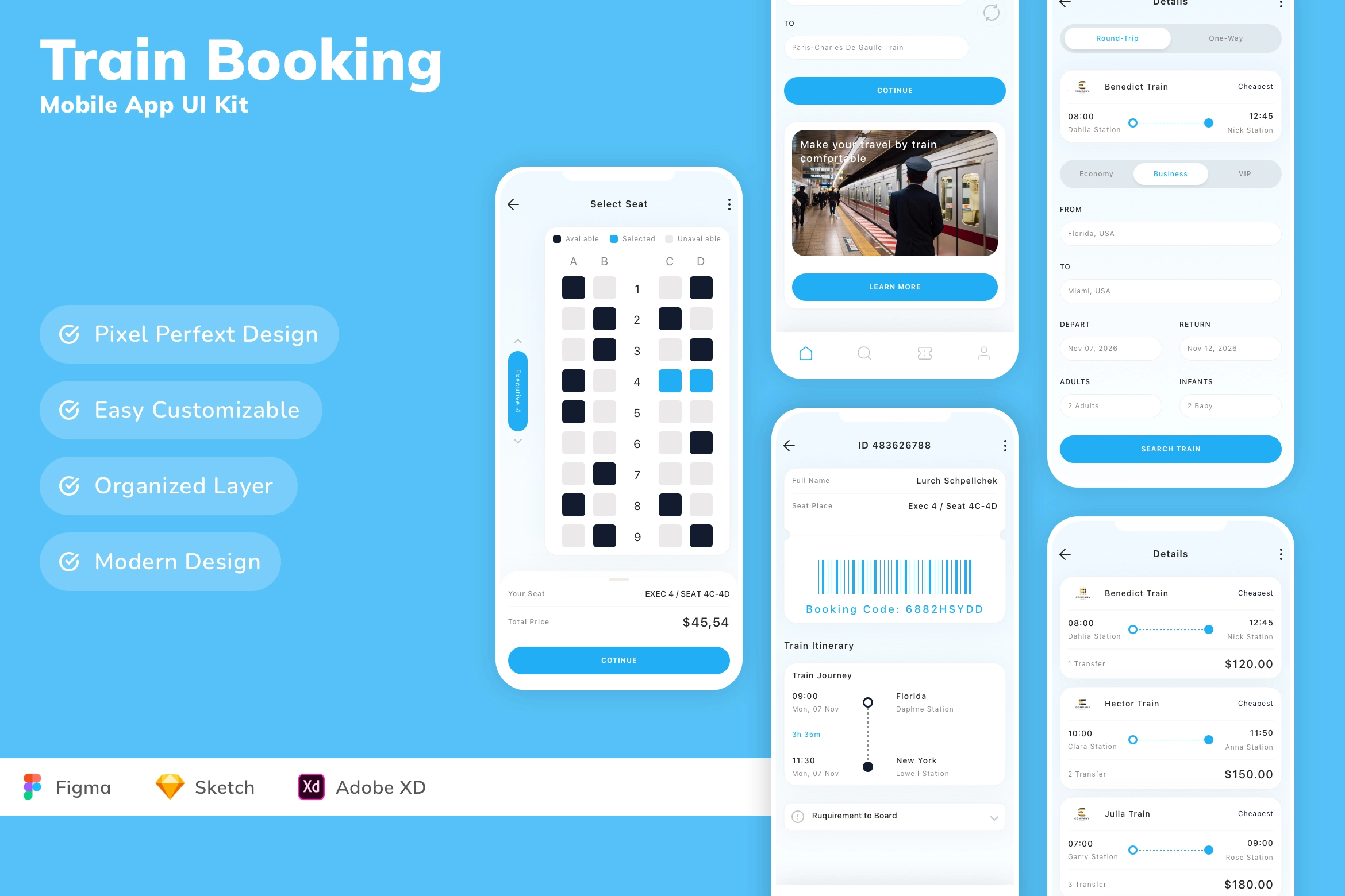 Train Booking Mobile App UI Kit