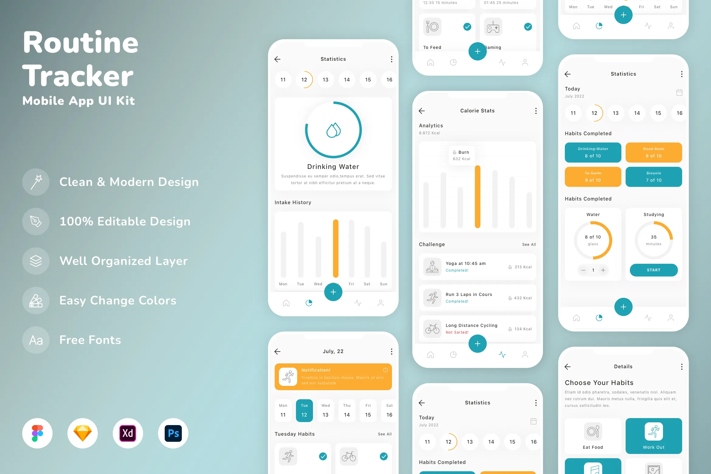 Routine Tracker Mobile App UI Kit