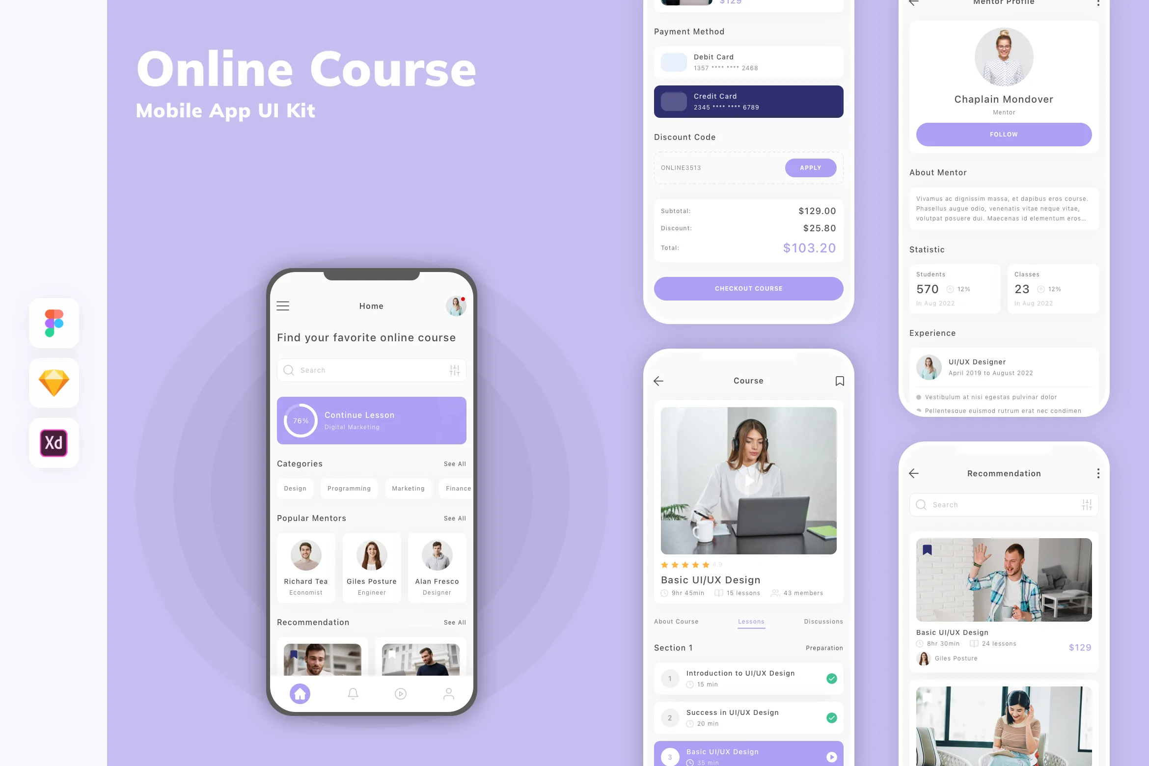 Online Course Mobile App UI Kit