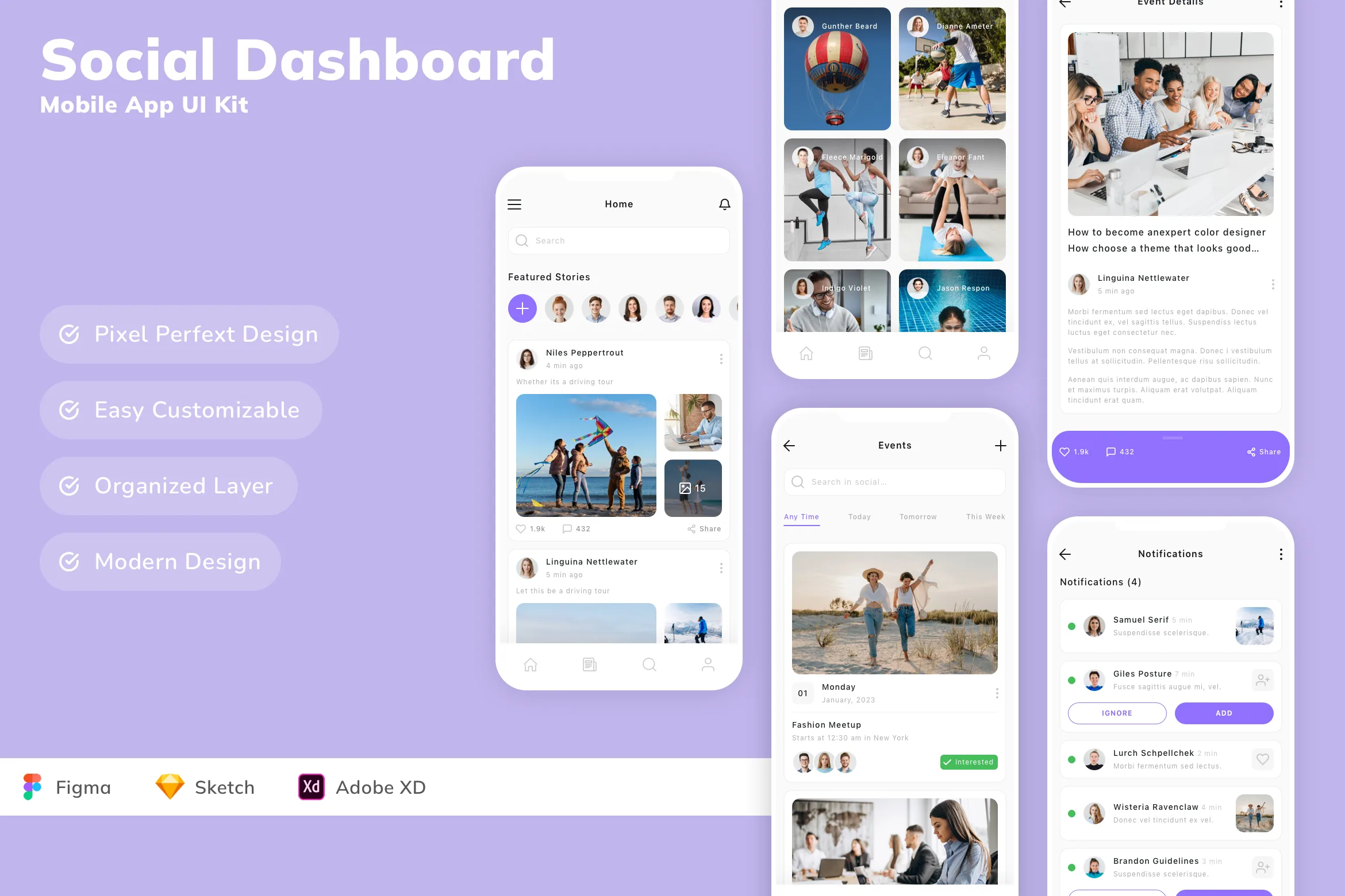 Social Dashboard Mobile App UI Kit