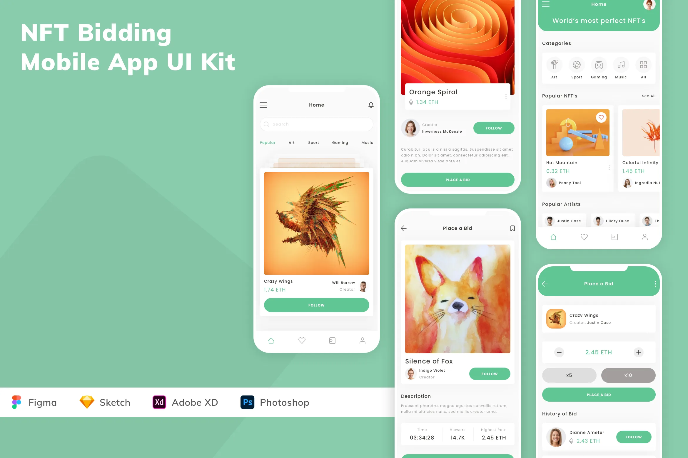 NFT Bidding Mobile App UI Kit