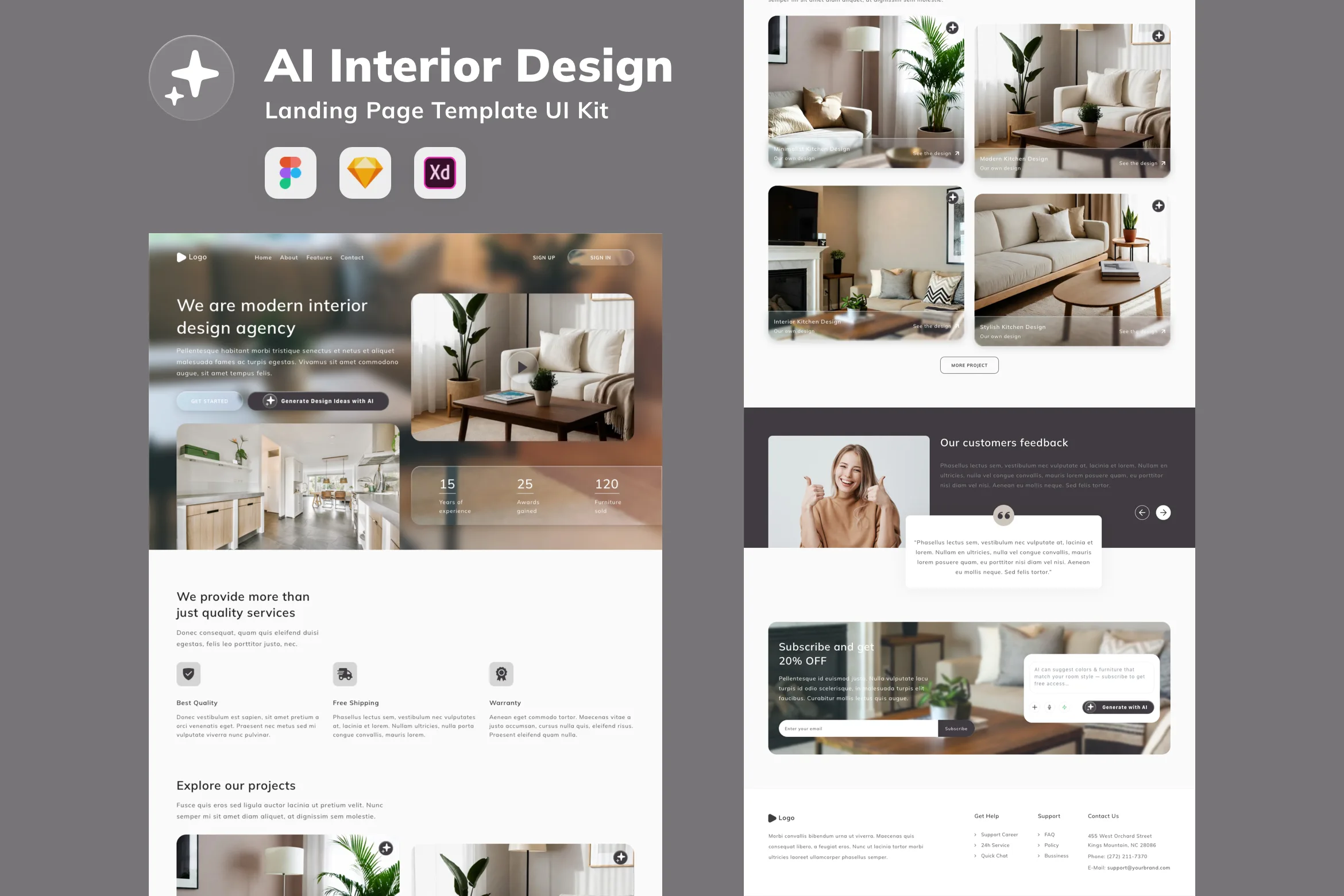 AI Interior Design Landing Page Template UI Kit