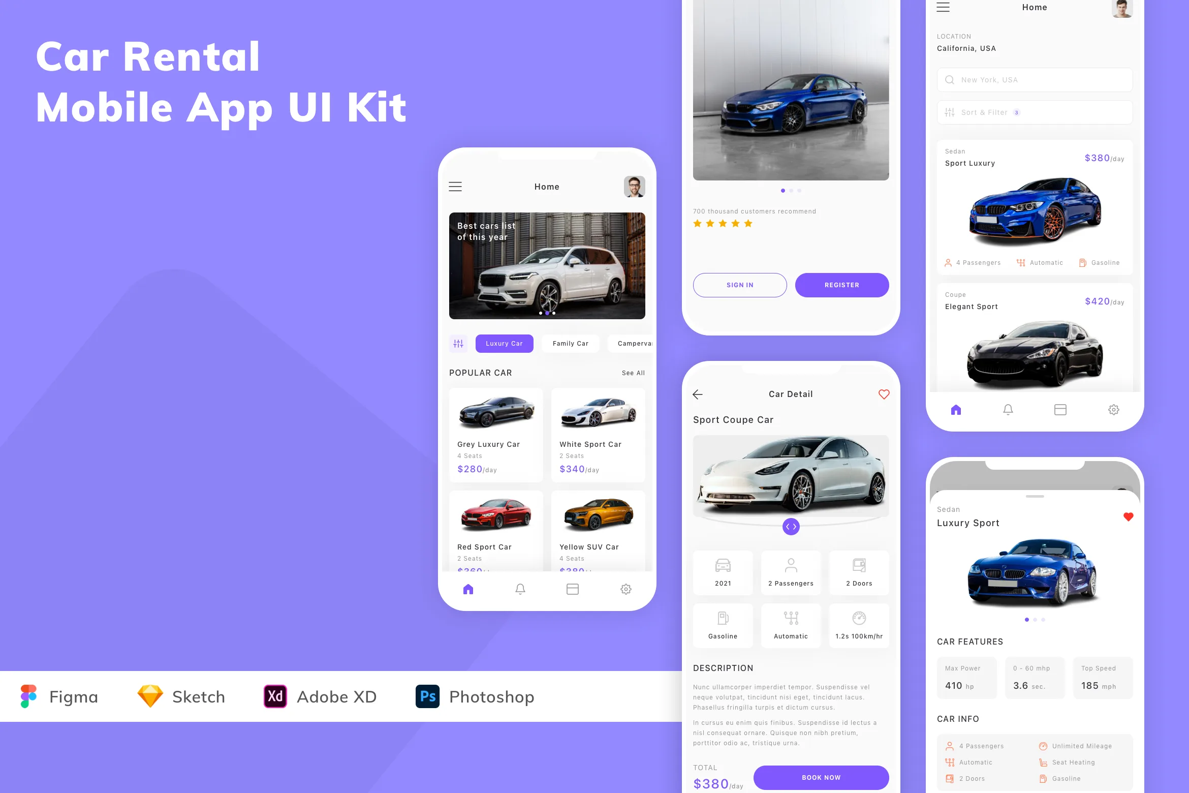 Car Rental Mobile App UI Kit