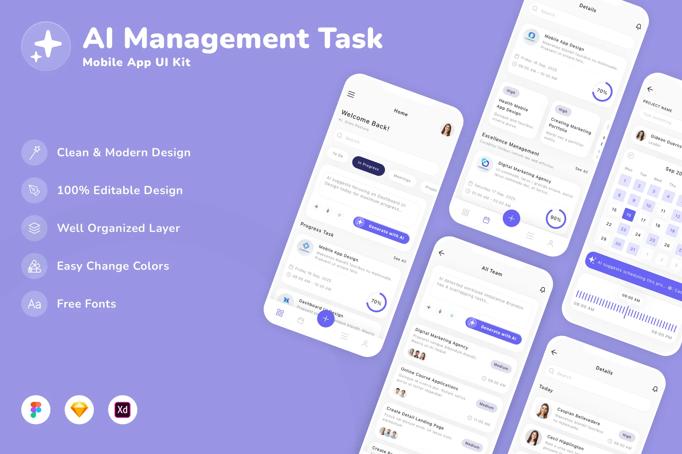 AI Management Task Mobile App UI Kit