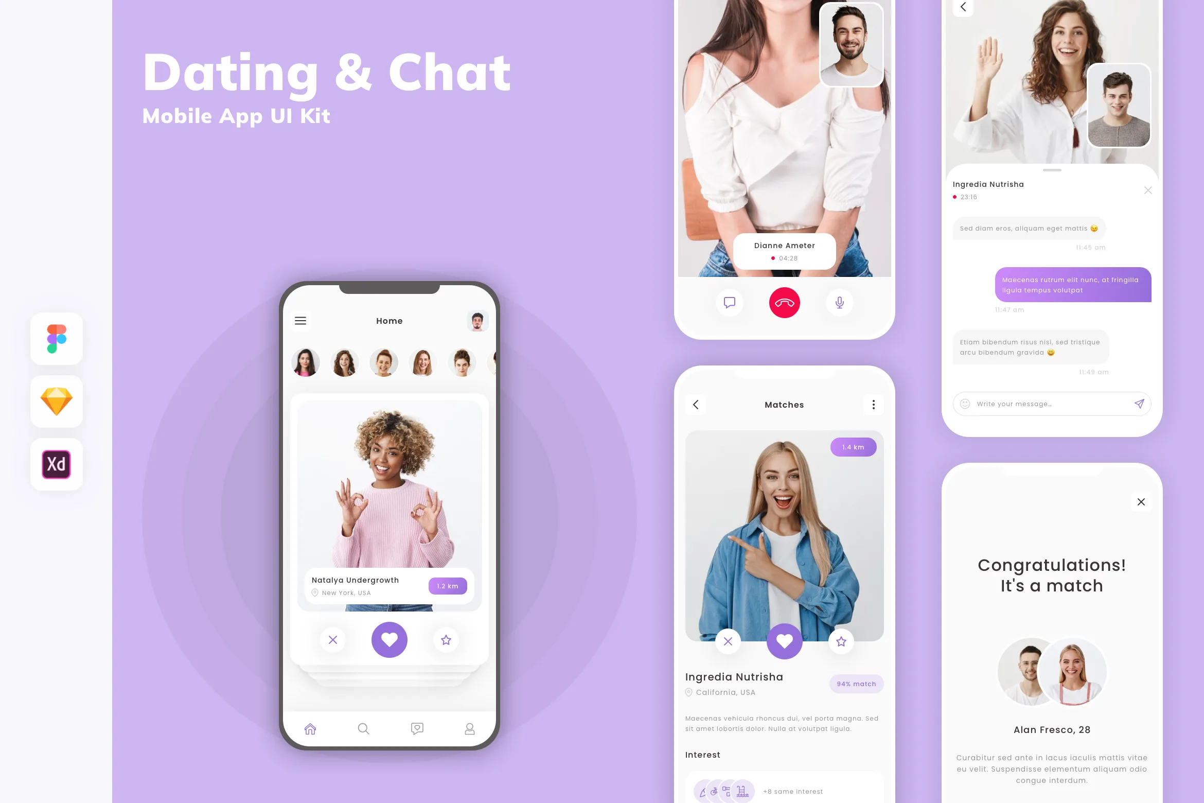Dating & Chat Mobile App UI Kit for Figma, Sketch & XD | UIworkshop