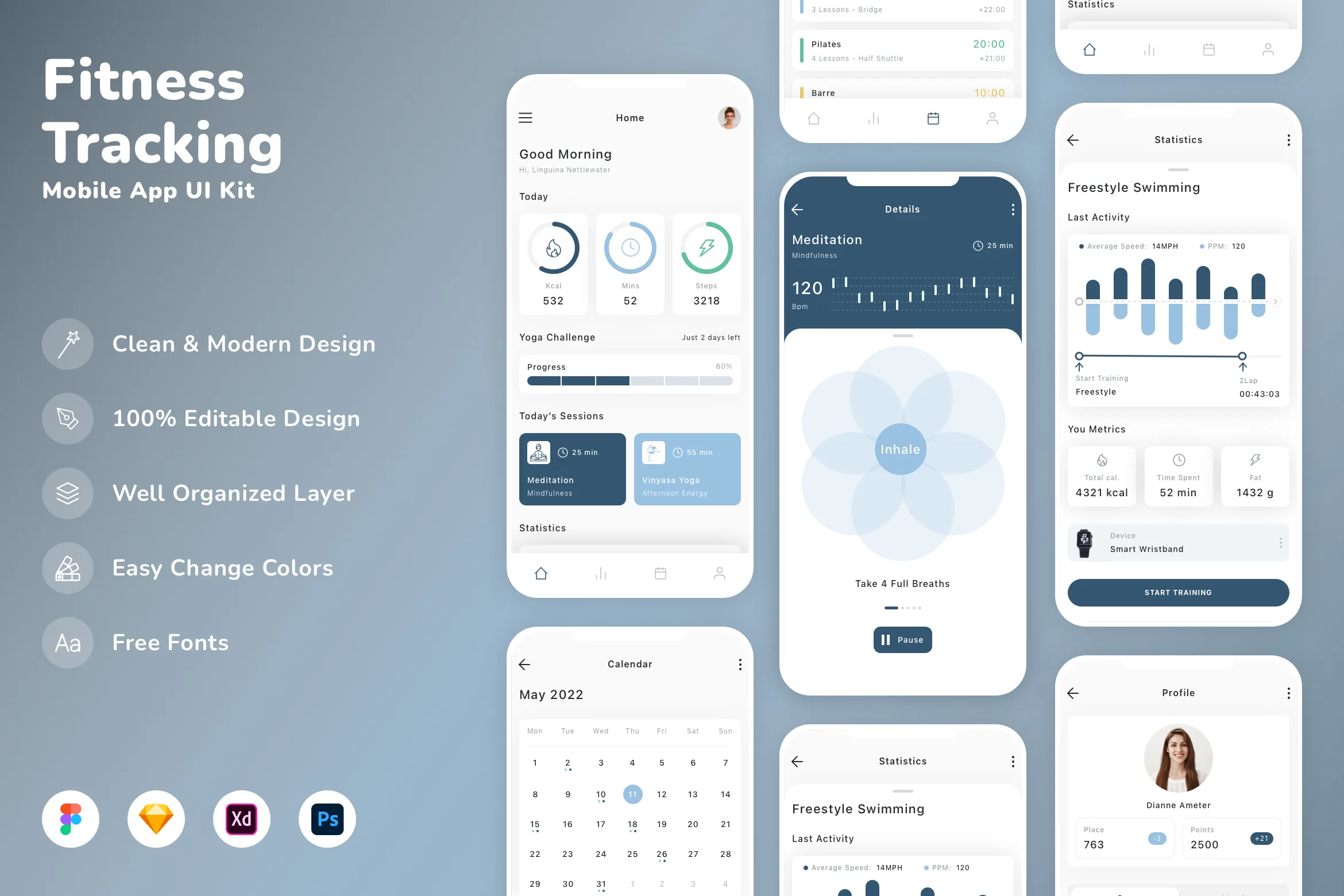 Fitness Tracking Mobile App UI Kit