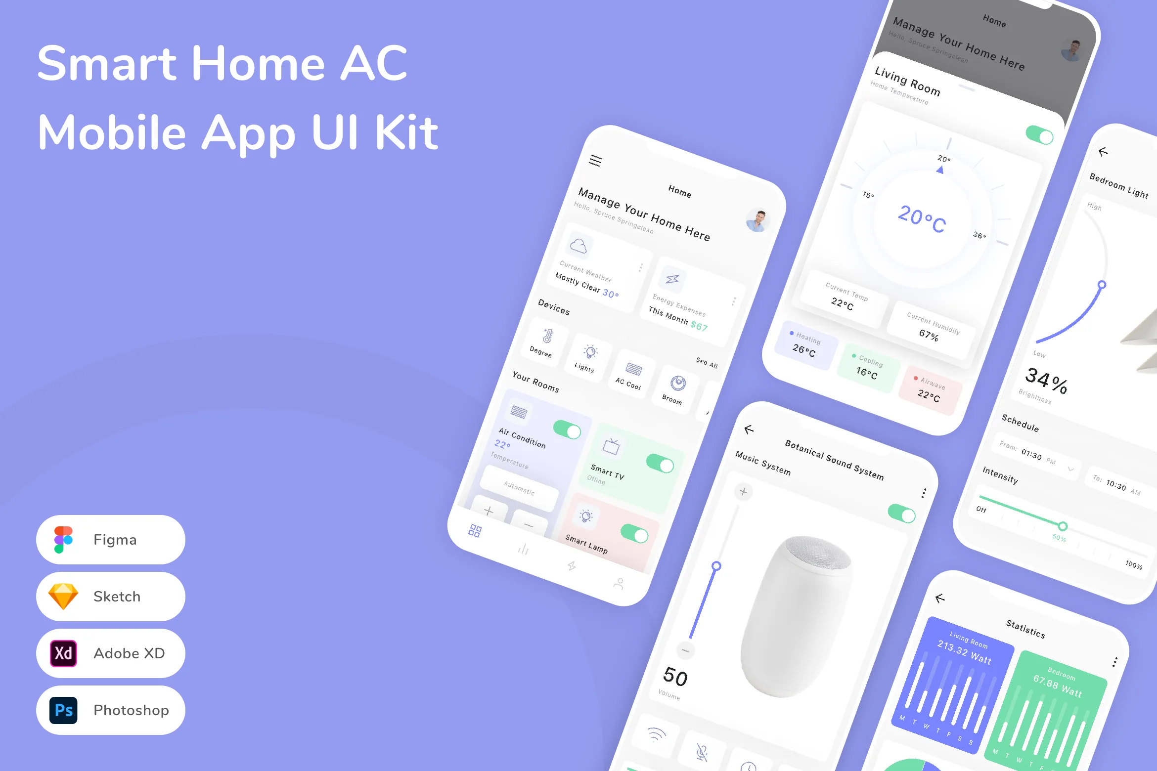 Smart Home AC Mobile App UI Kit
