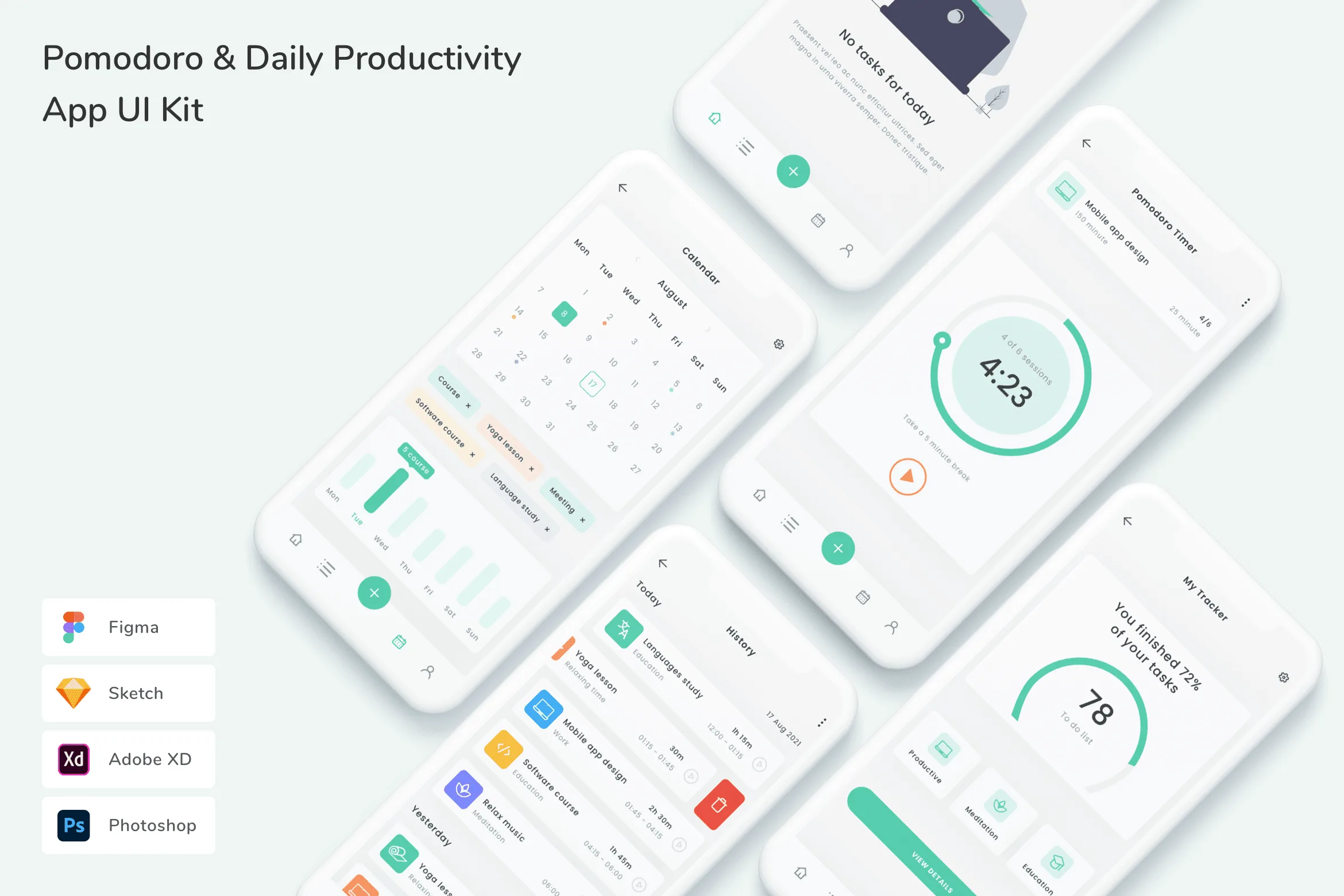 Pomodoro & Daily Productivity App UI Kit