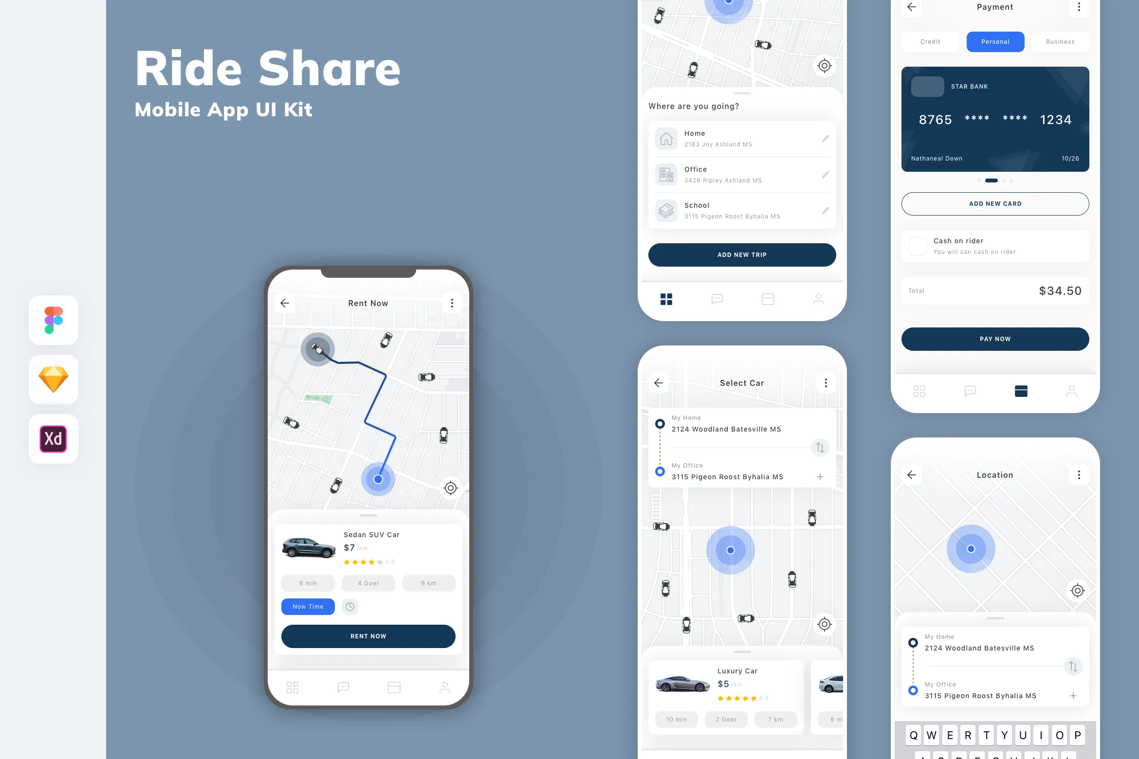 Ride Share Mobile App UI Kit