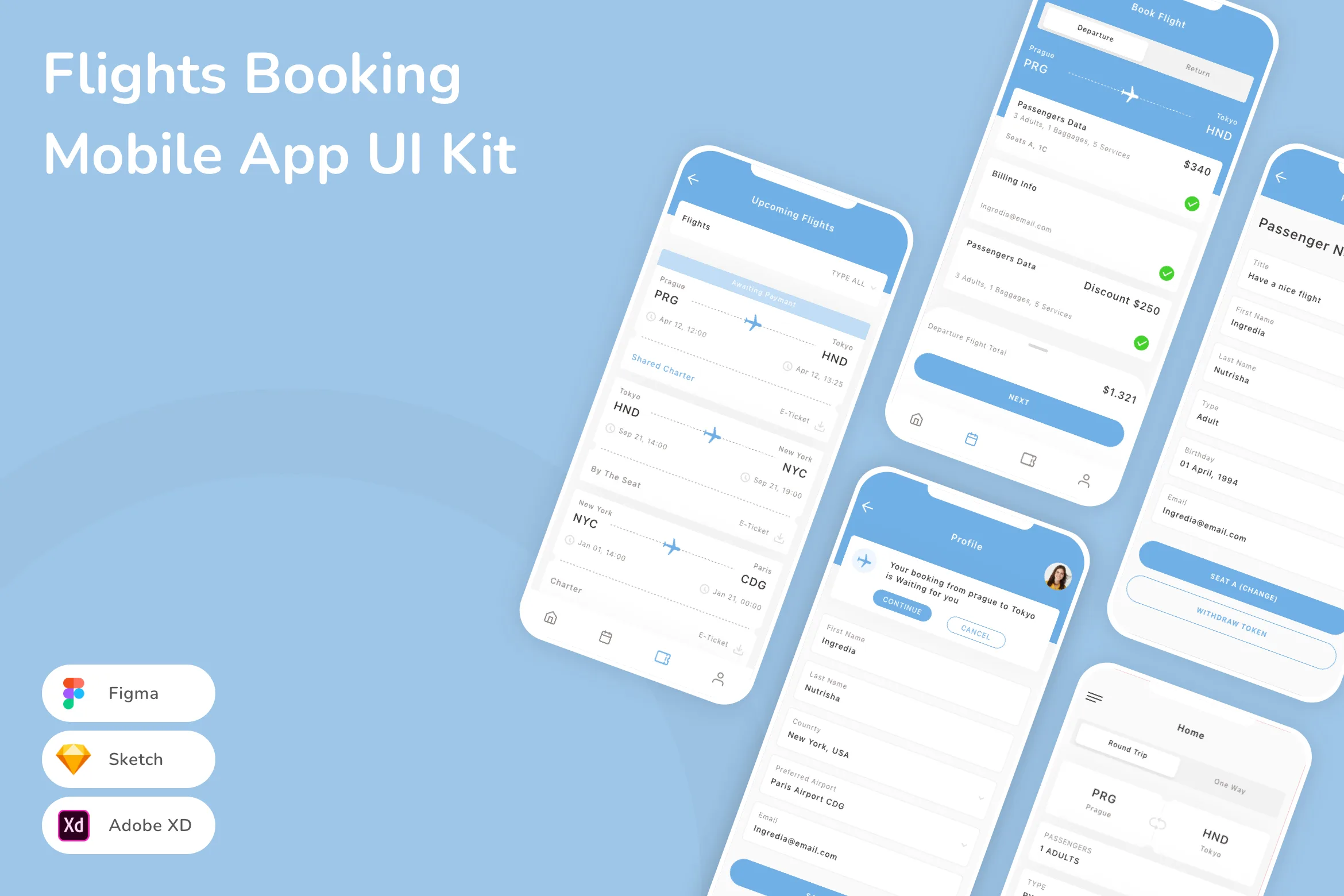 Flights Booking Mobile App UI Kit
