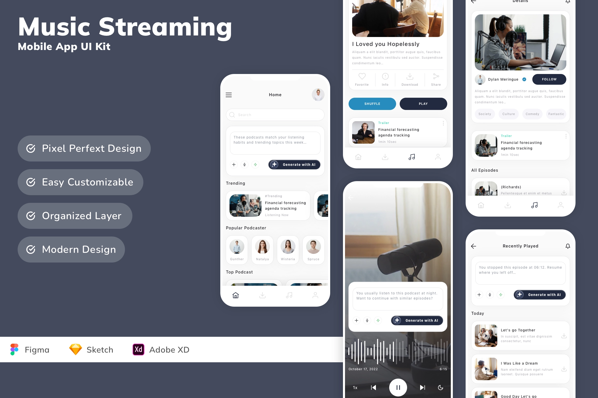 Music Streaming Mobile App UI Kit