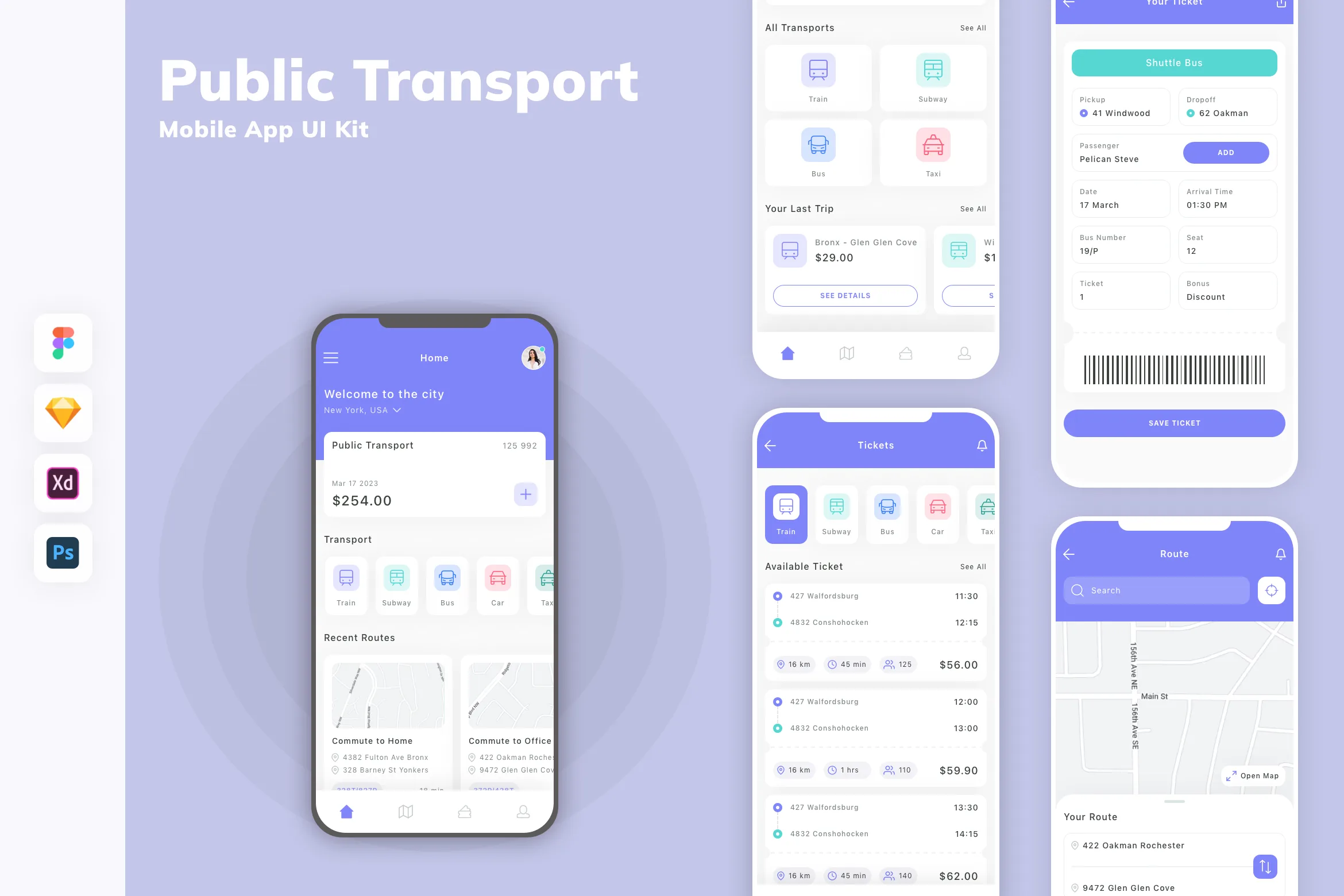 Public Transport Mobile App UI Kit