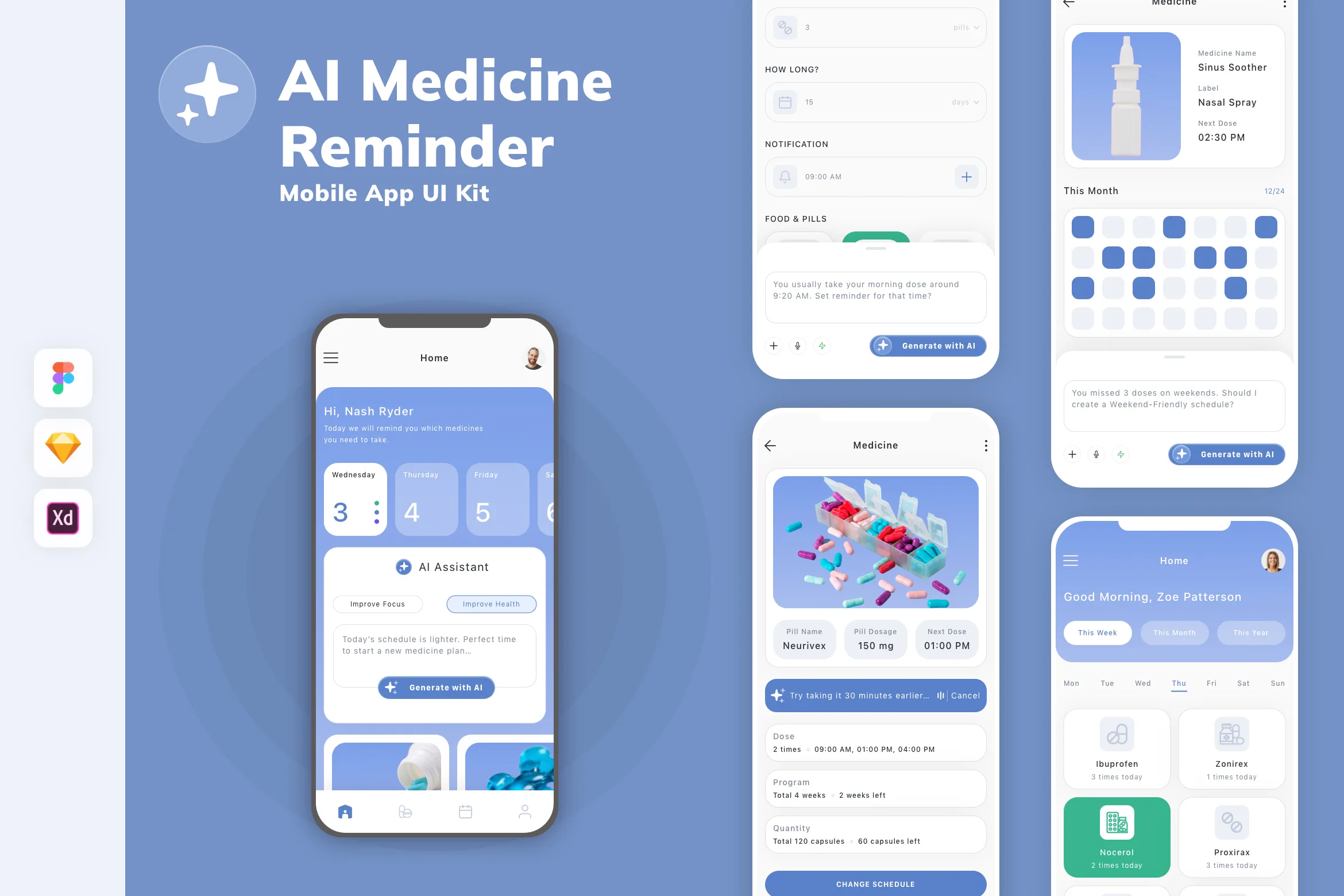 AI Medicine Reminder Mobile App UI Kit