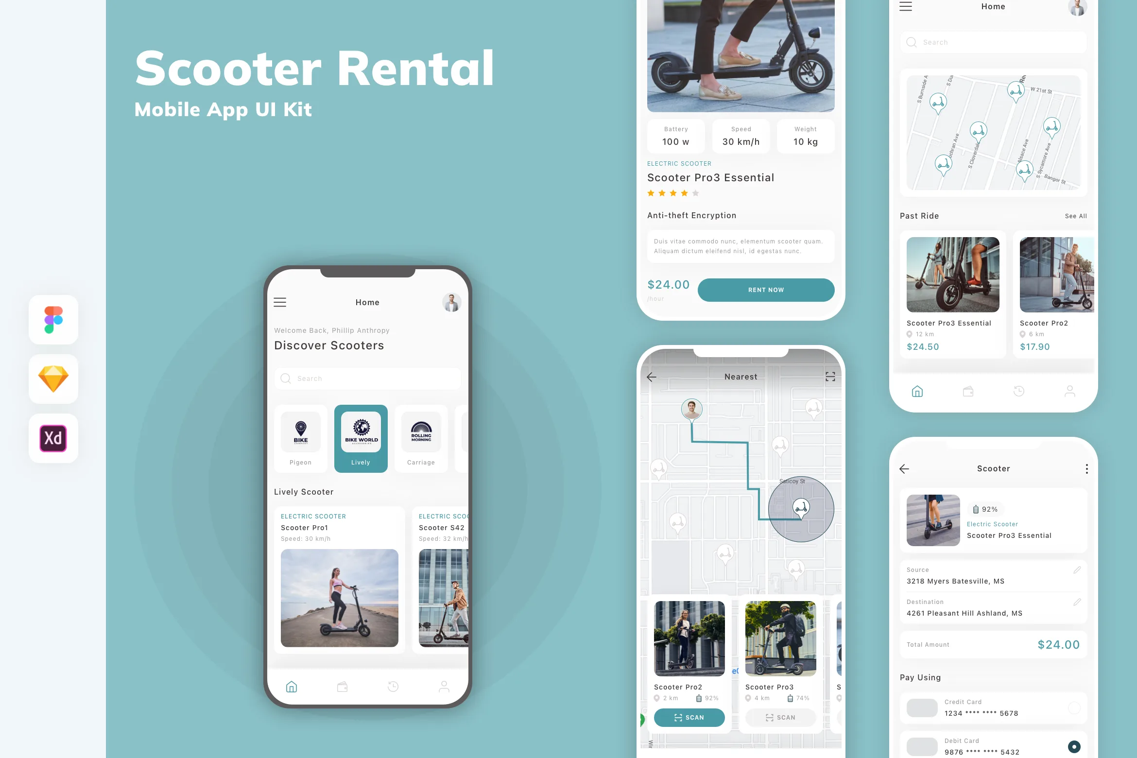 Scooter Rental Mobile App UI Kit
