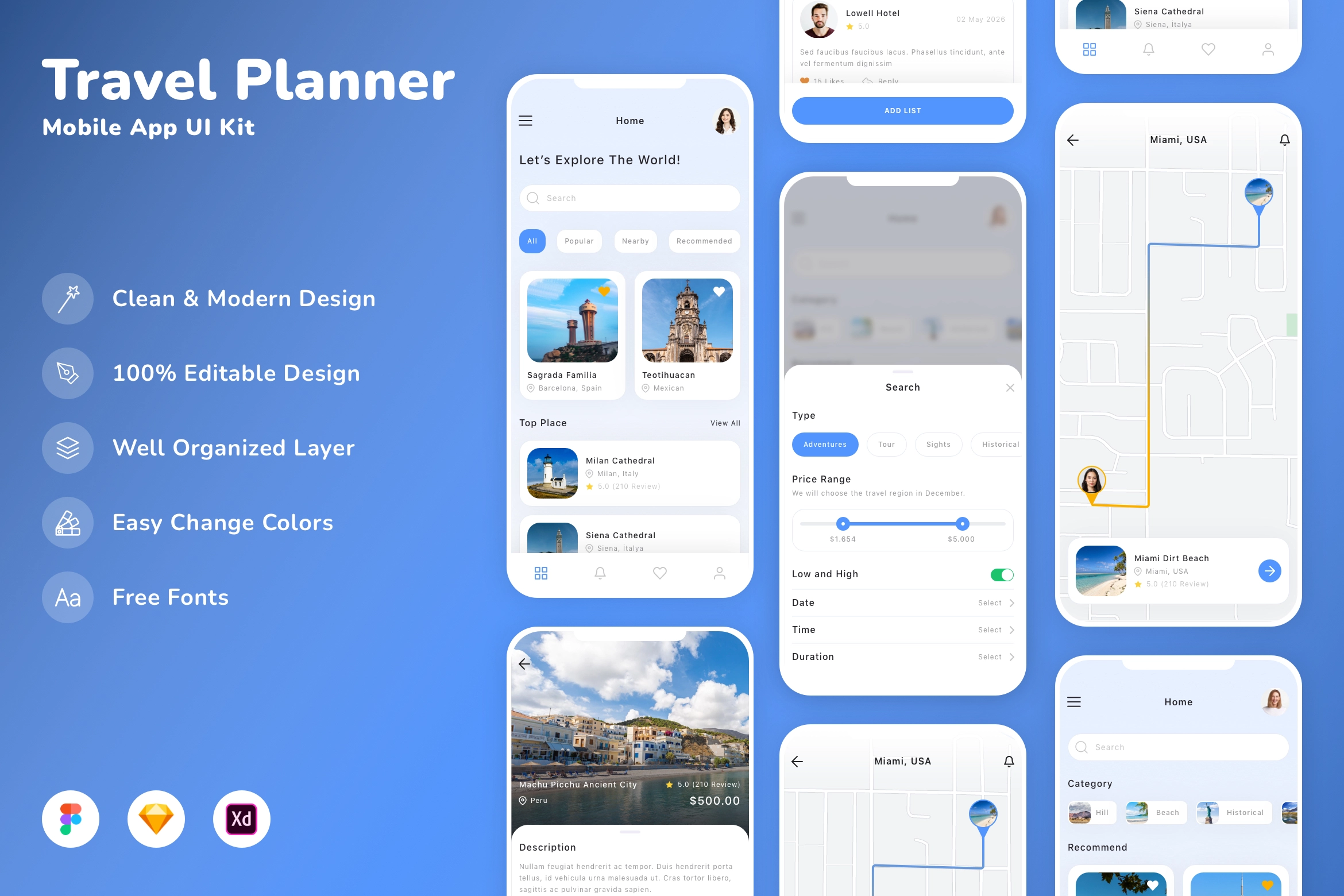 Travel Planner Mobile App UI Kit