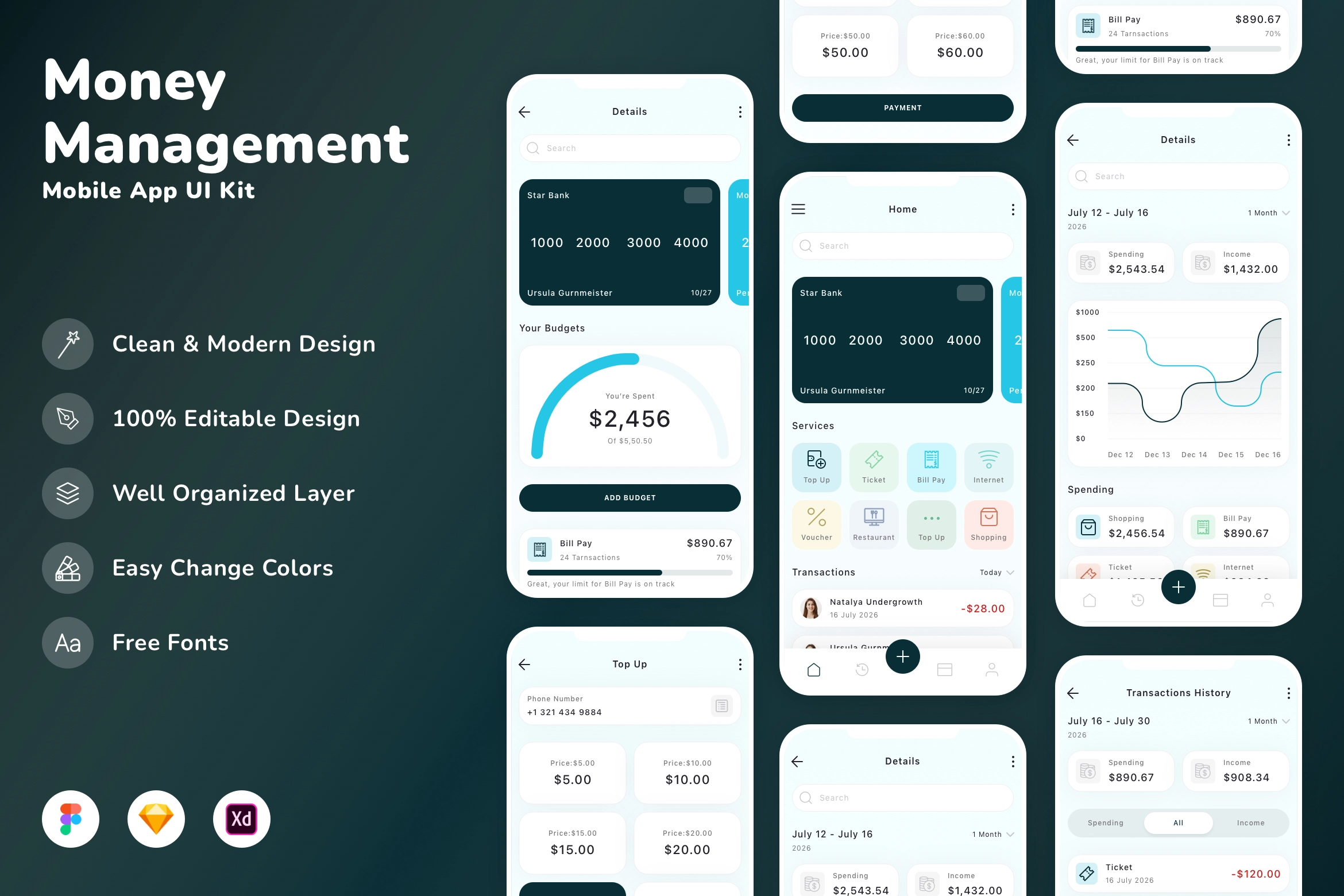 Money Management Mobile App UI Kit