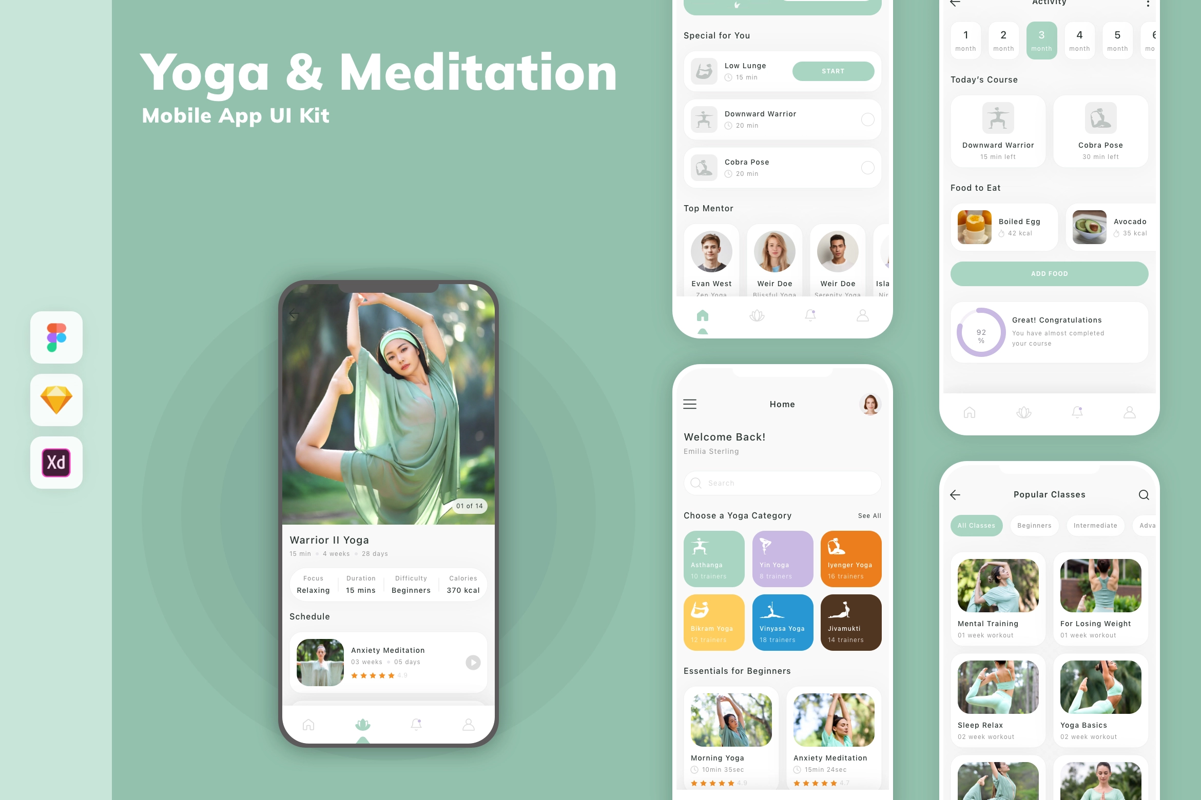 Yoga & Meditation Mobile App UI Kit