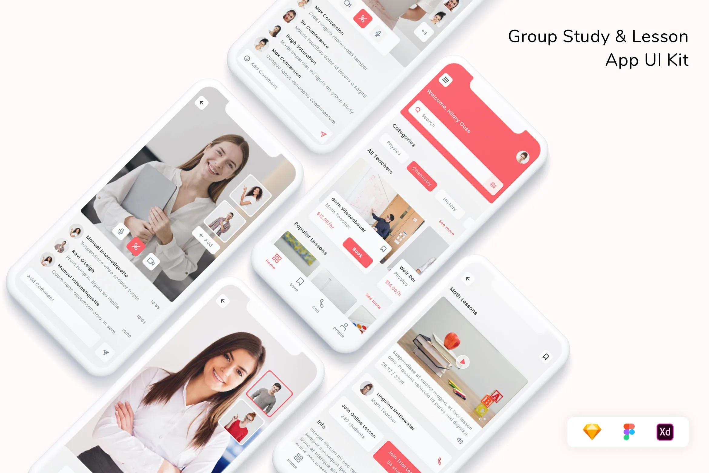 Group Study & Lesson App UI Kit for Figma, Sketch & XD | UIworkshop
