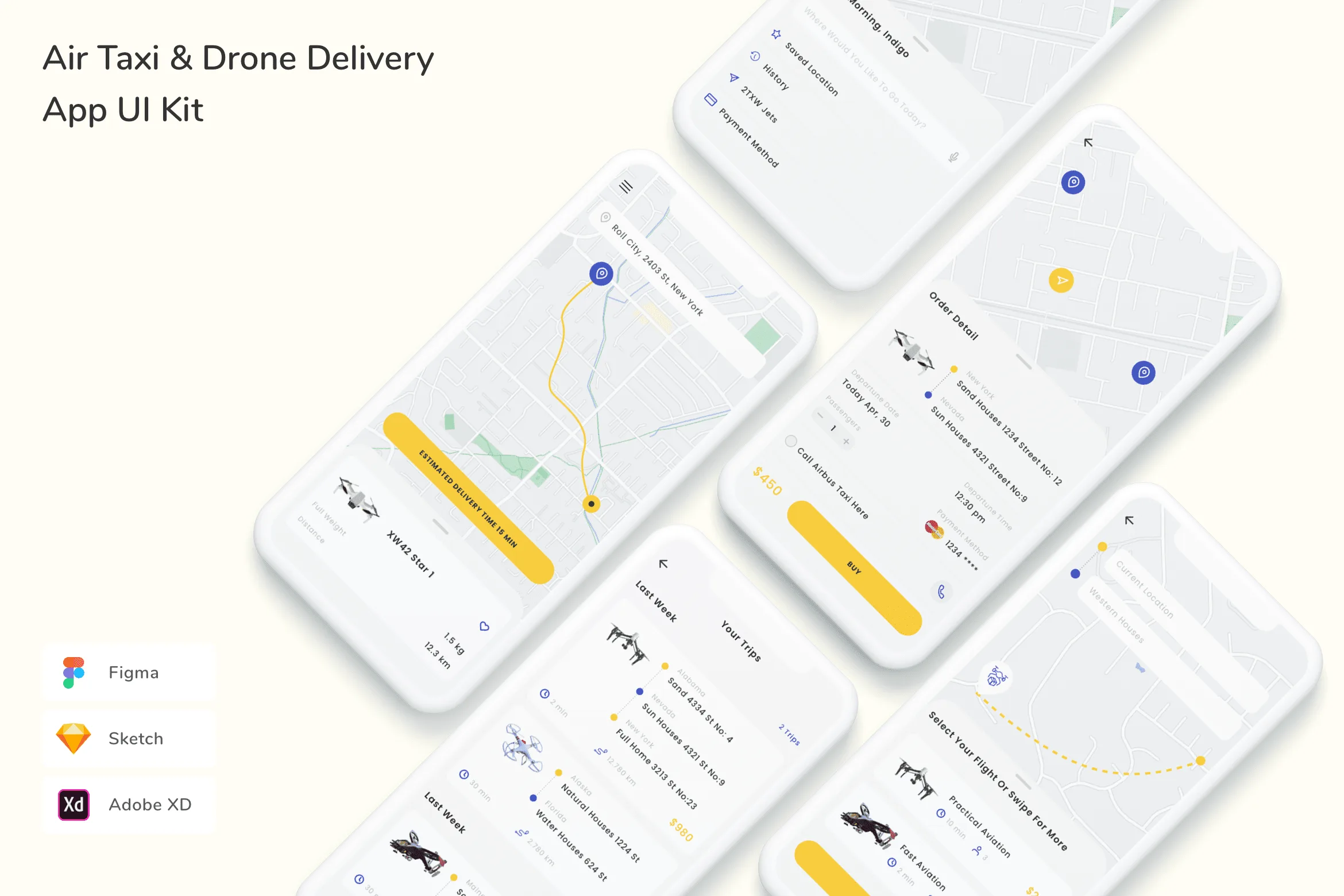 Air Taxi & Drone Delivery App UI Kit