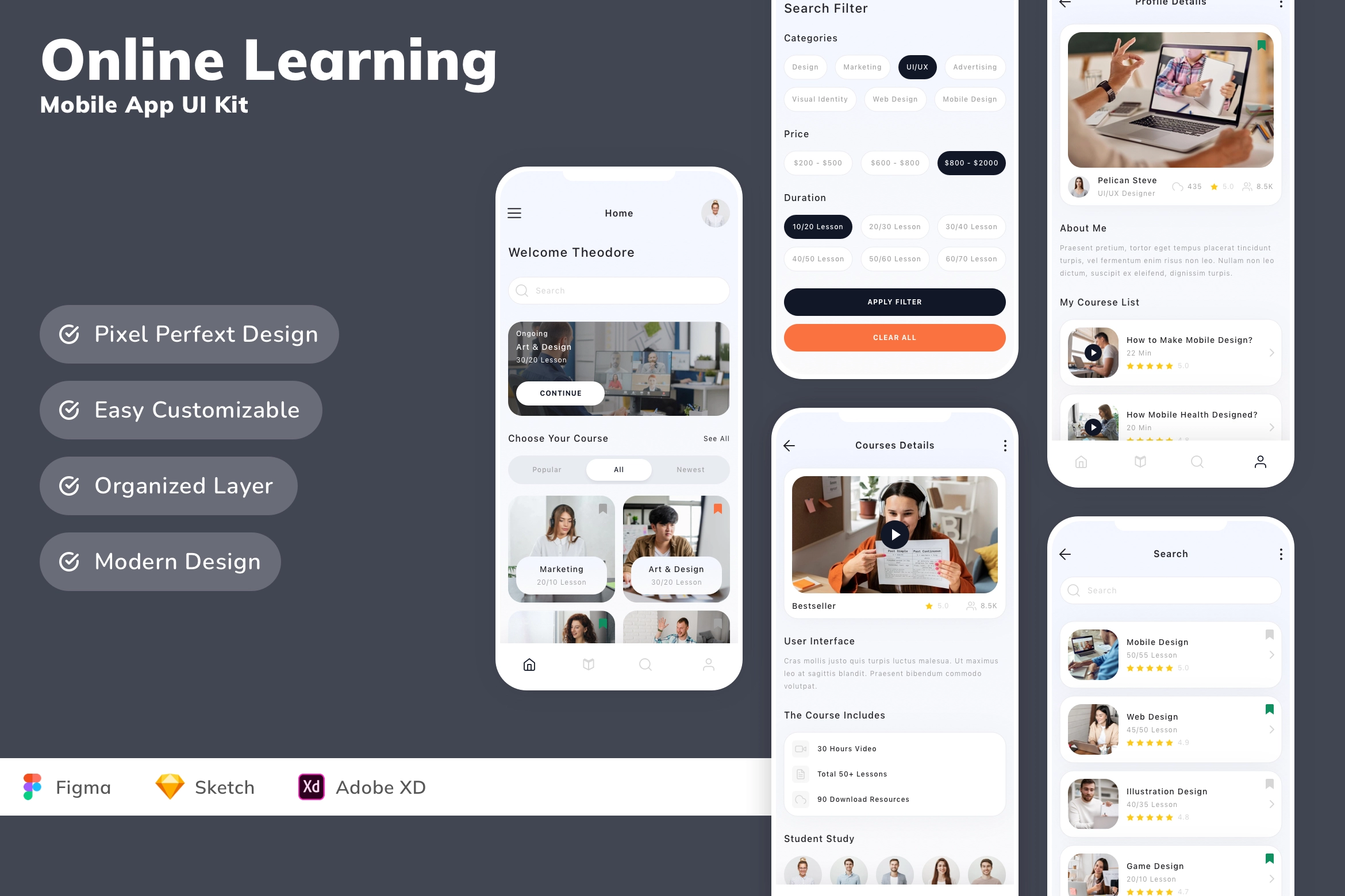 Online Learning Mobile App UI Kit