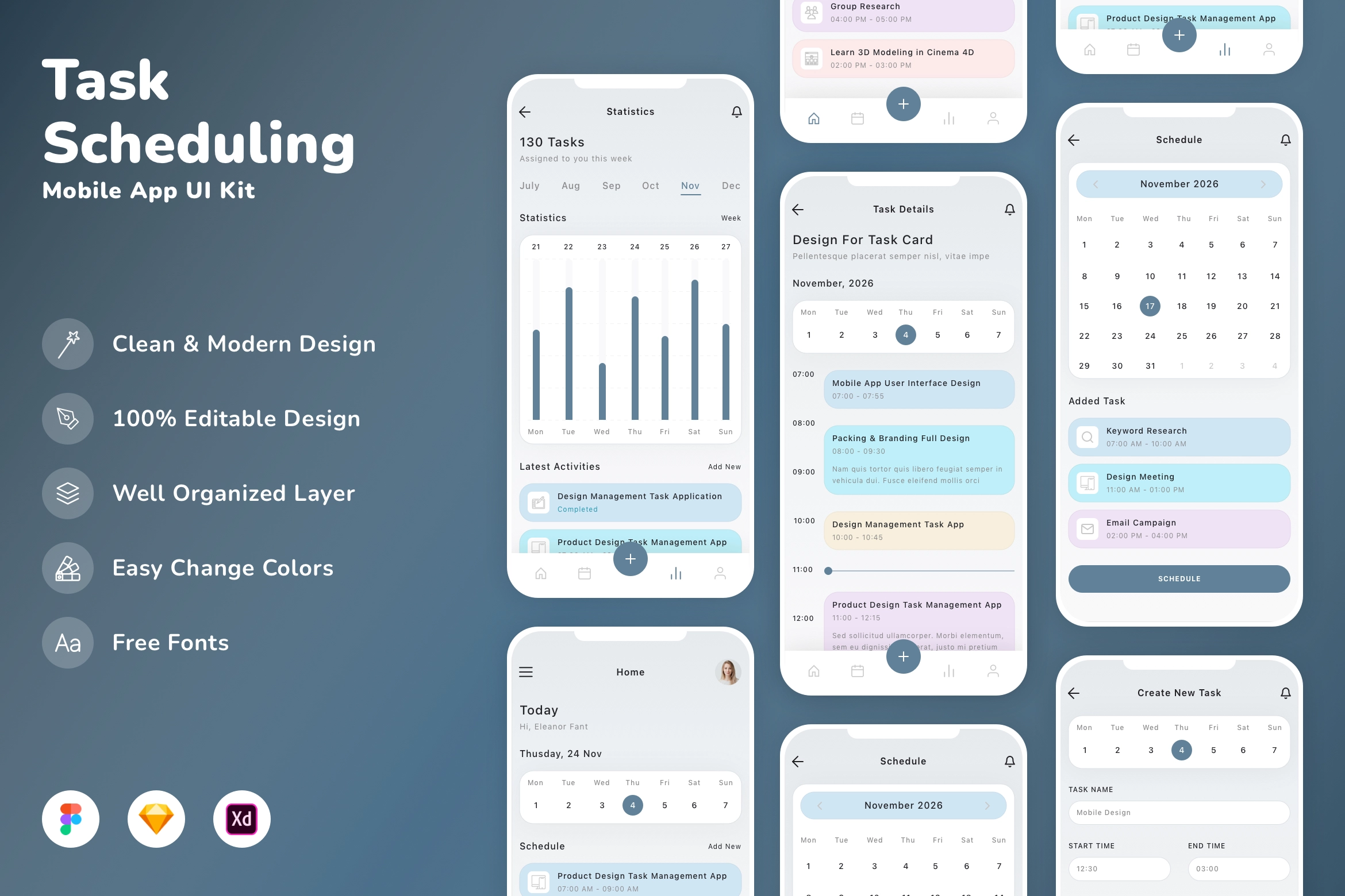 Task Scheduling Mobile App UI Kit