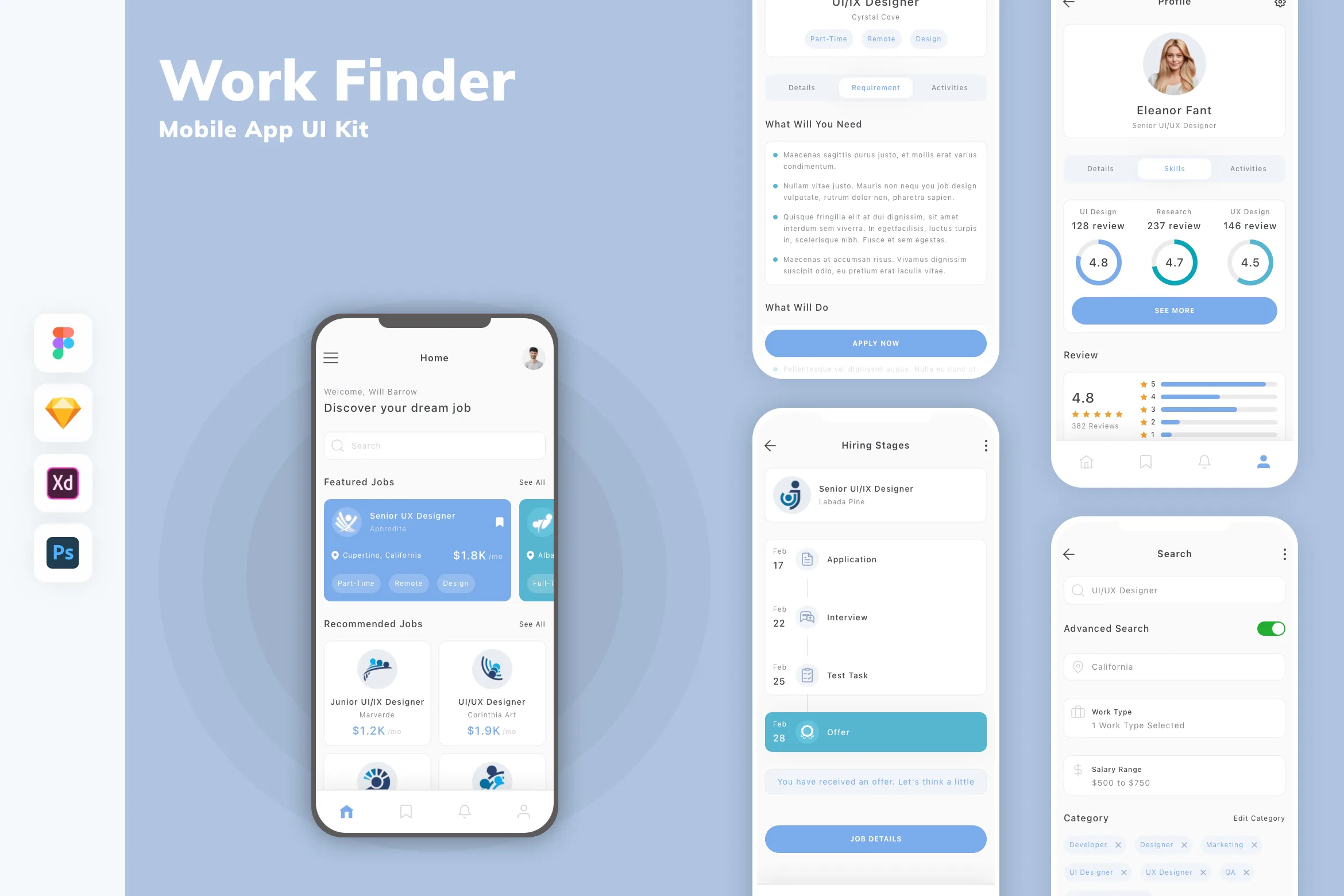 Work Finder Mobile App UI Kit