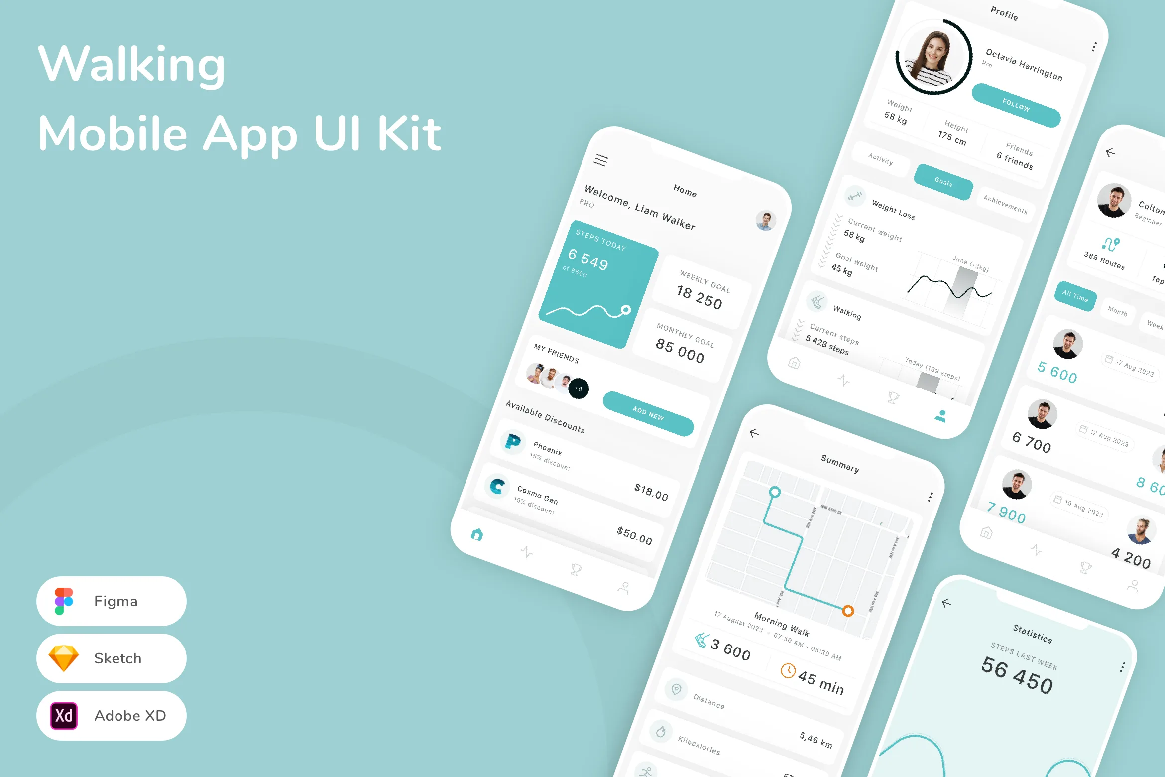 Walking Mobile App UI Kit