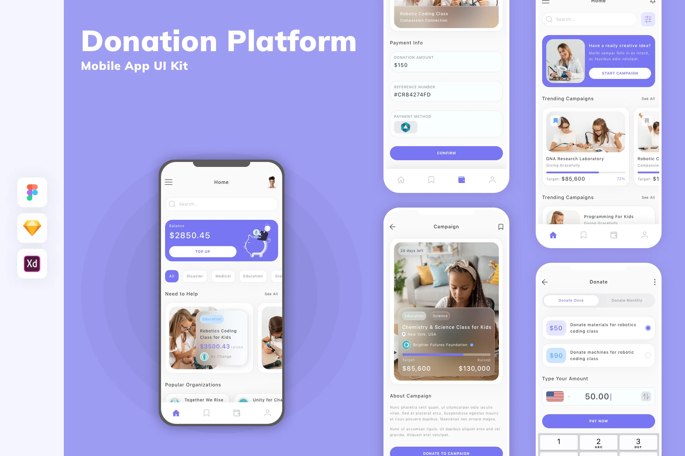 Donation Platform Mobile App UI Kit