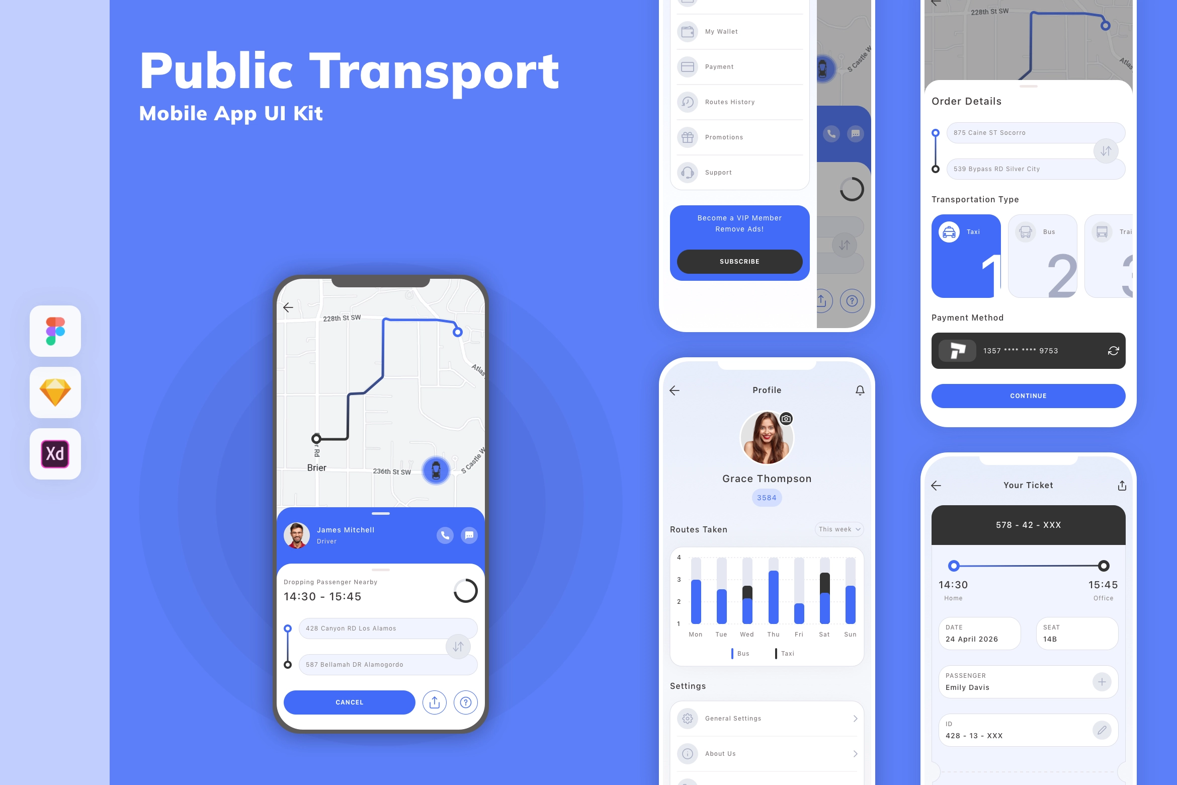 Public Transport Mobile App UI Kit