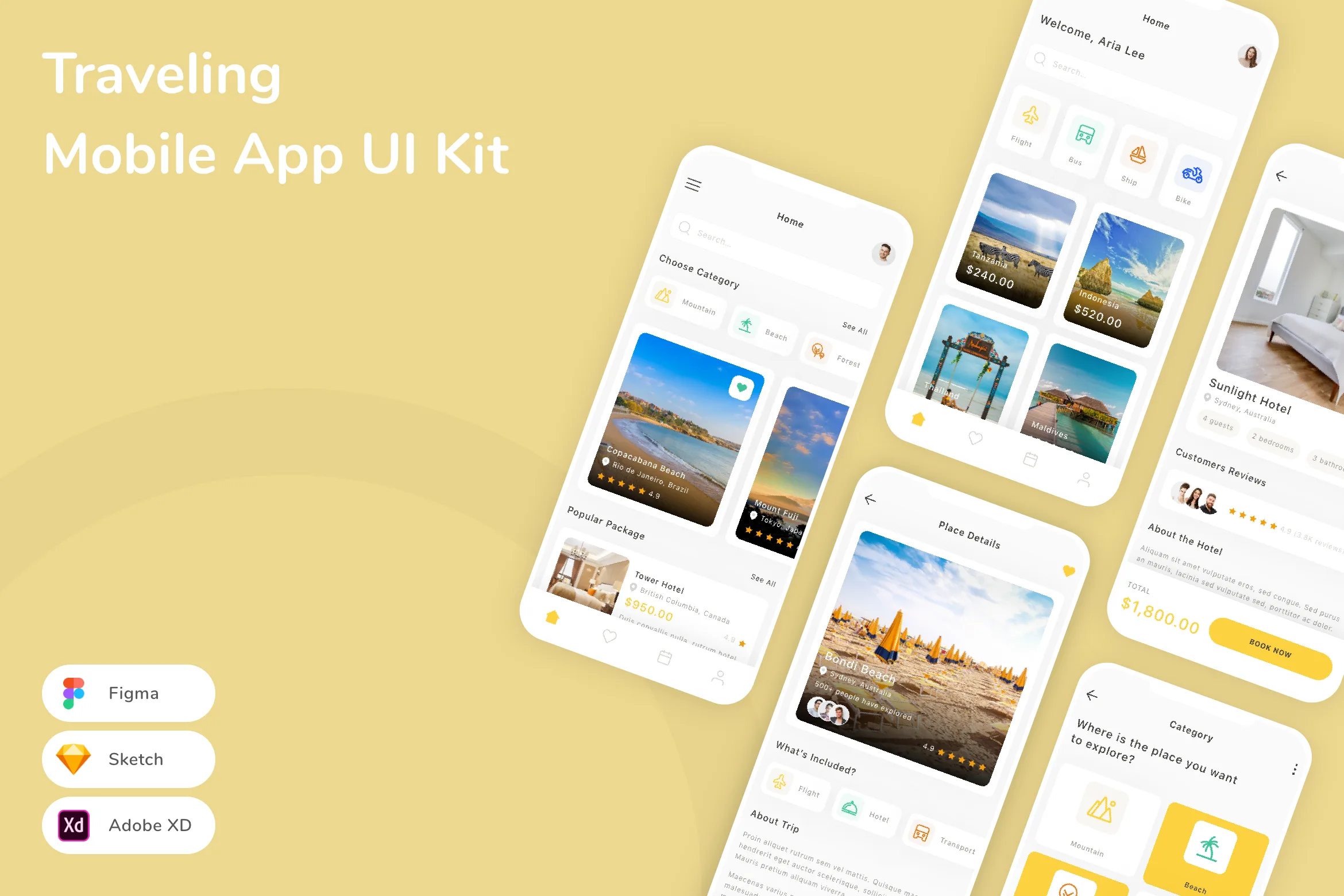 Traveling Mobile App UI Kit