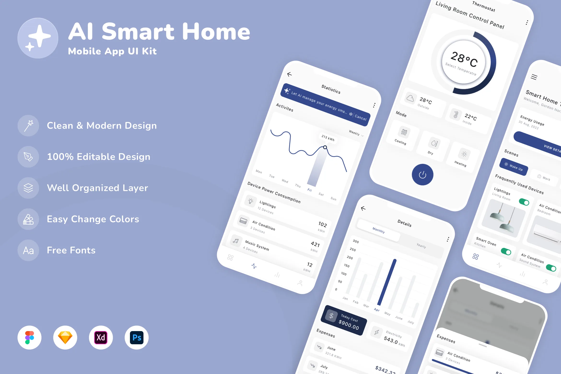 AI Smart Home Mobile App UI Kit