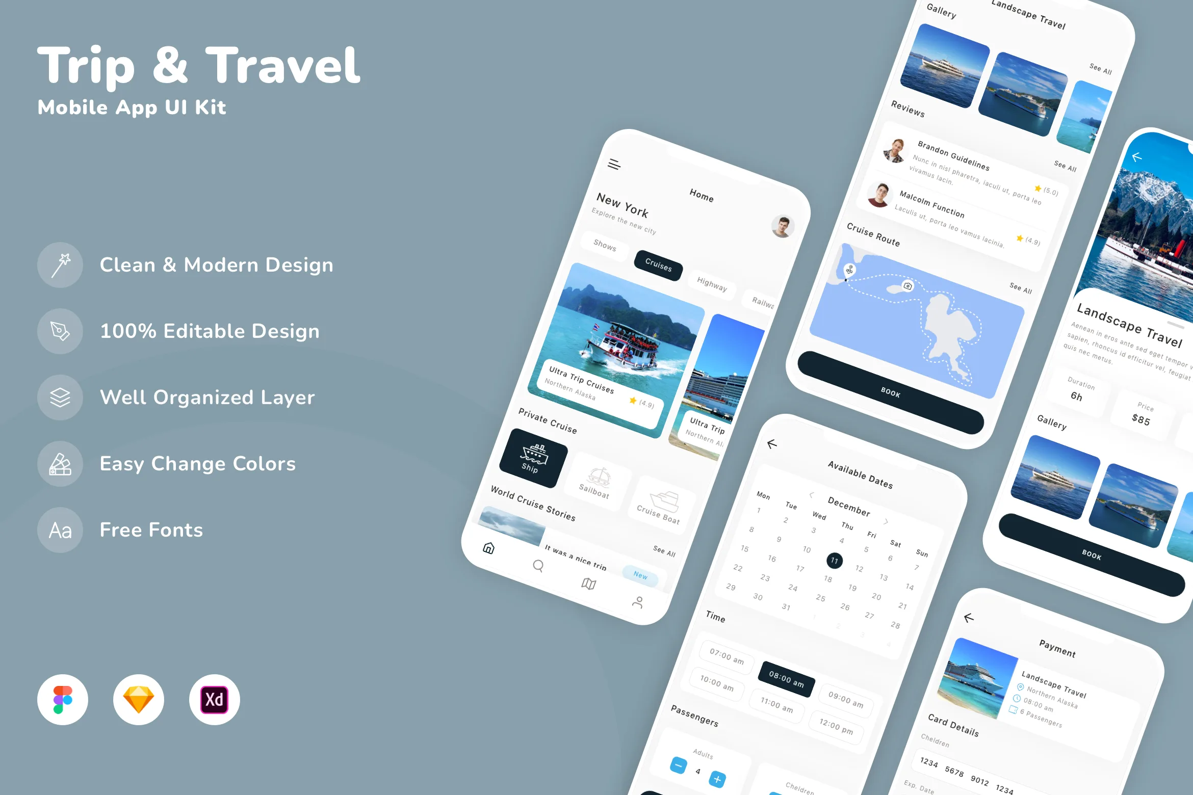 Trip & Travel Mobile App UI Kit
