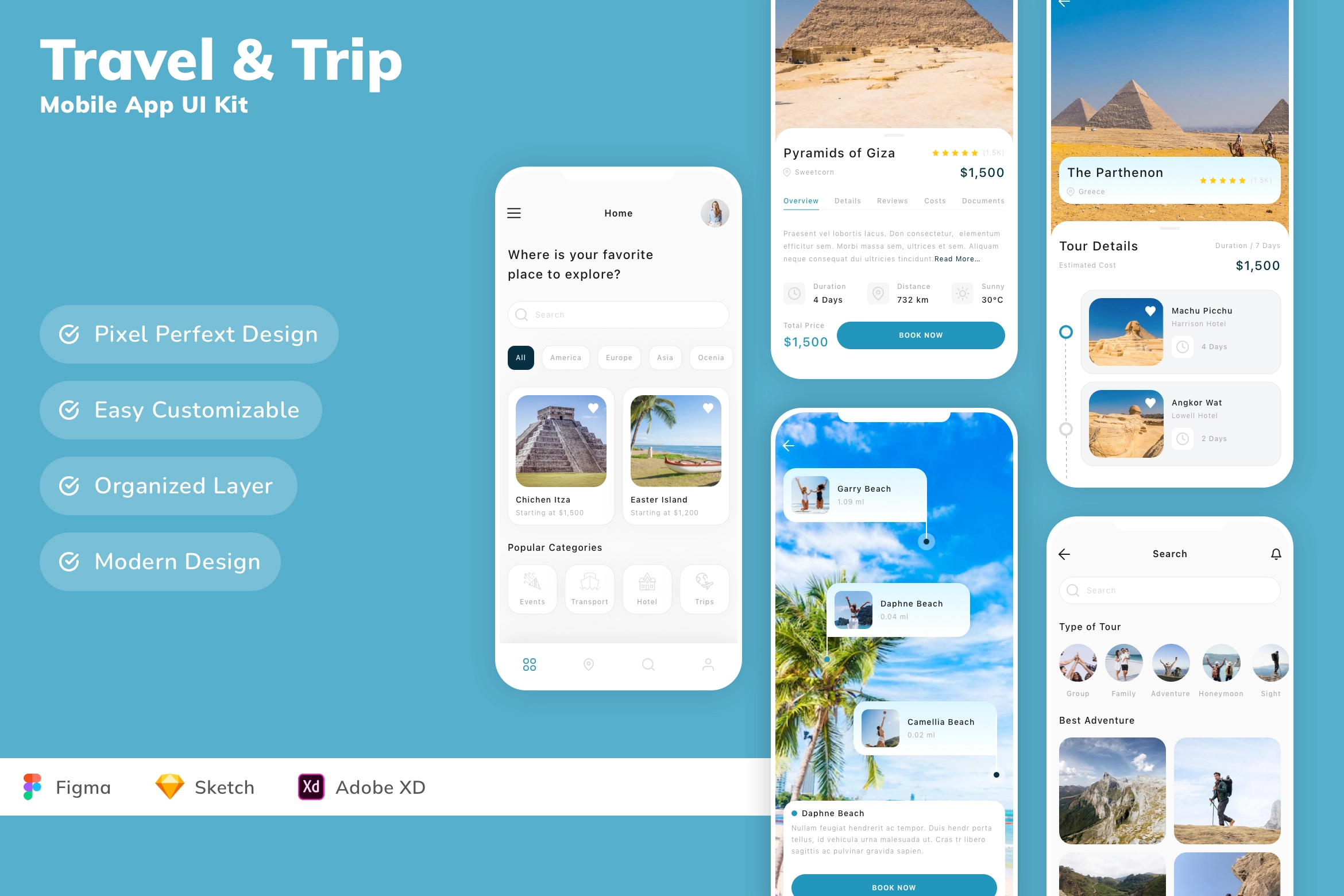 Travel & Trip Mobile App UI Kit