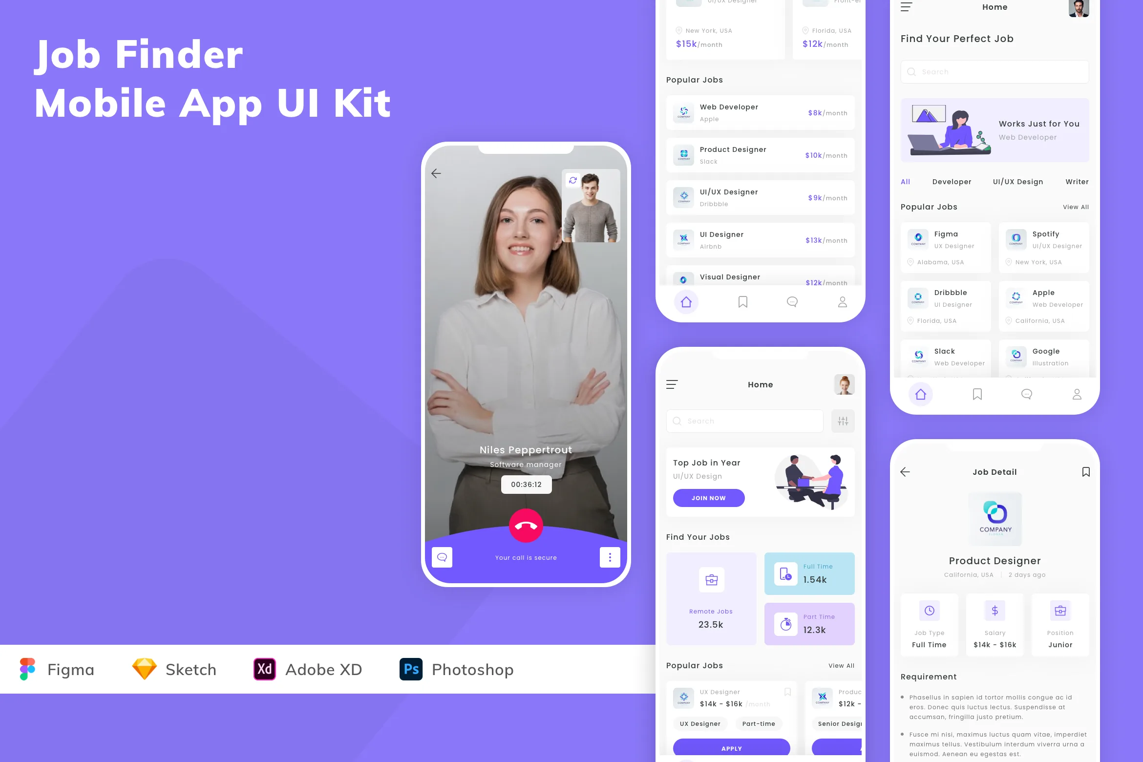 Job Finder Mobile App UI Kit for Figma, Sketch & XD | UIworkshop