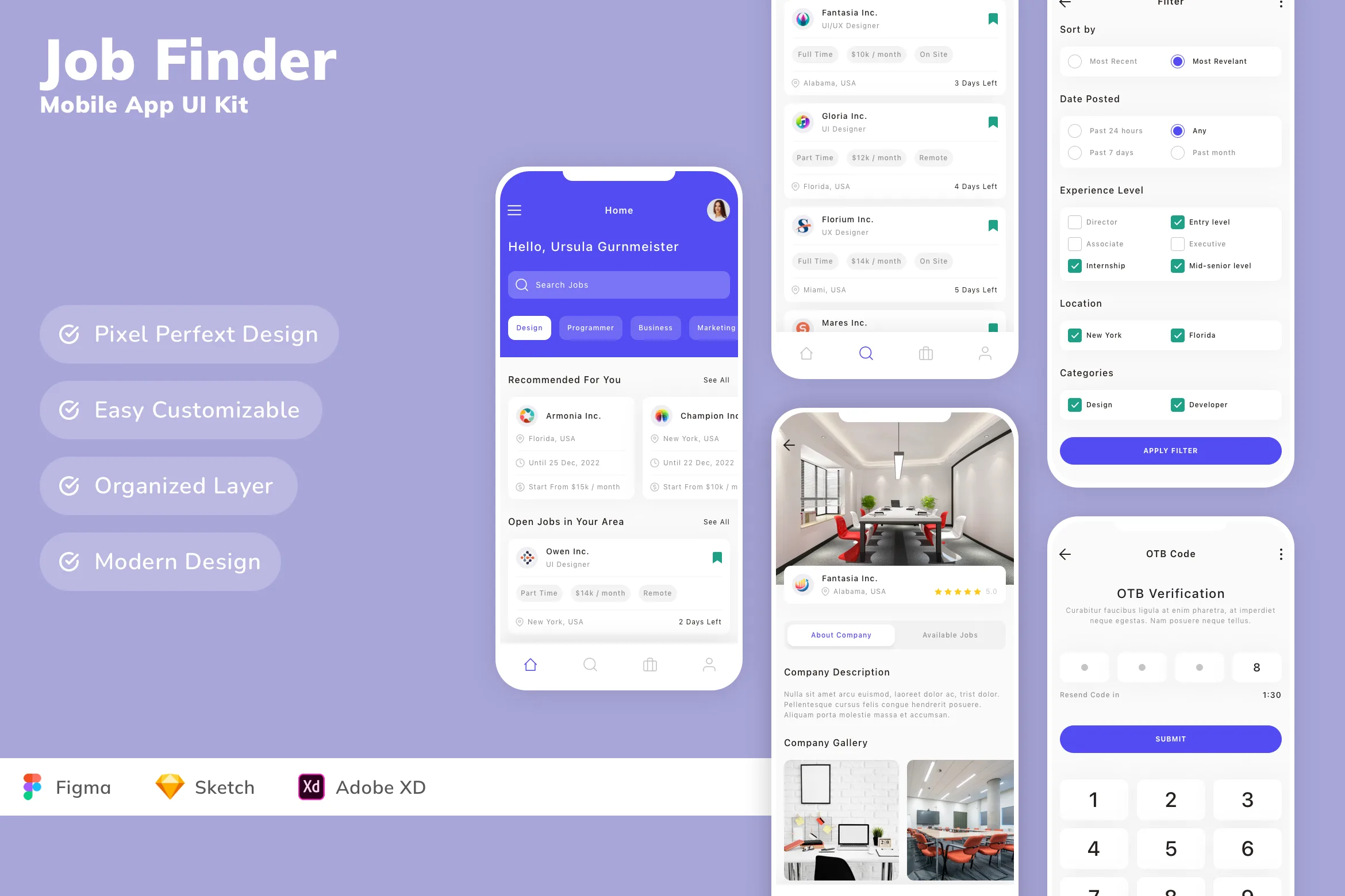 Job Finder Mobile App UI Kit