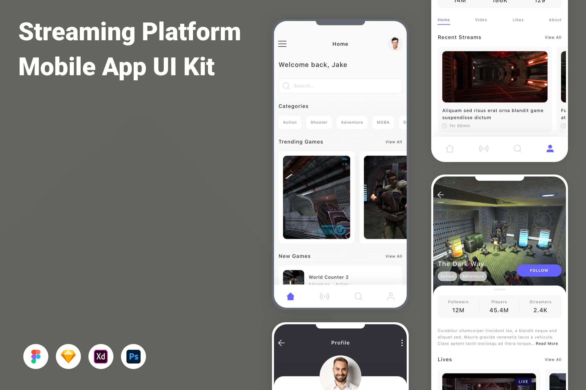 Streaming Platform Mobile App UI Kit